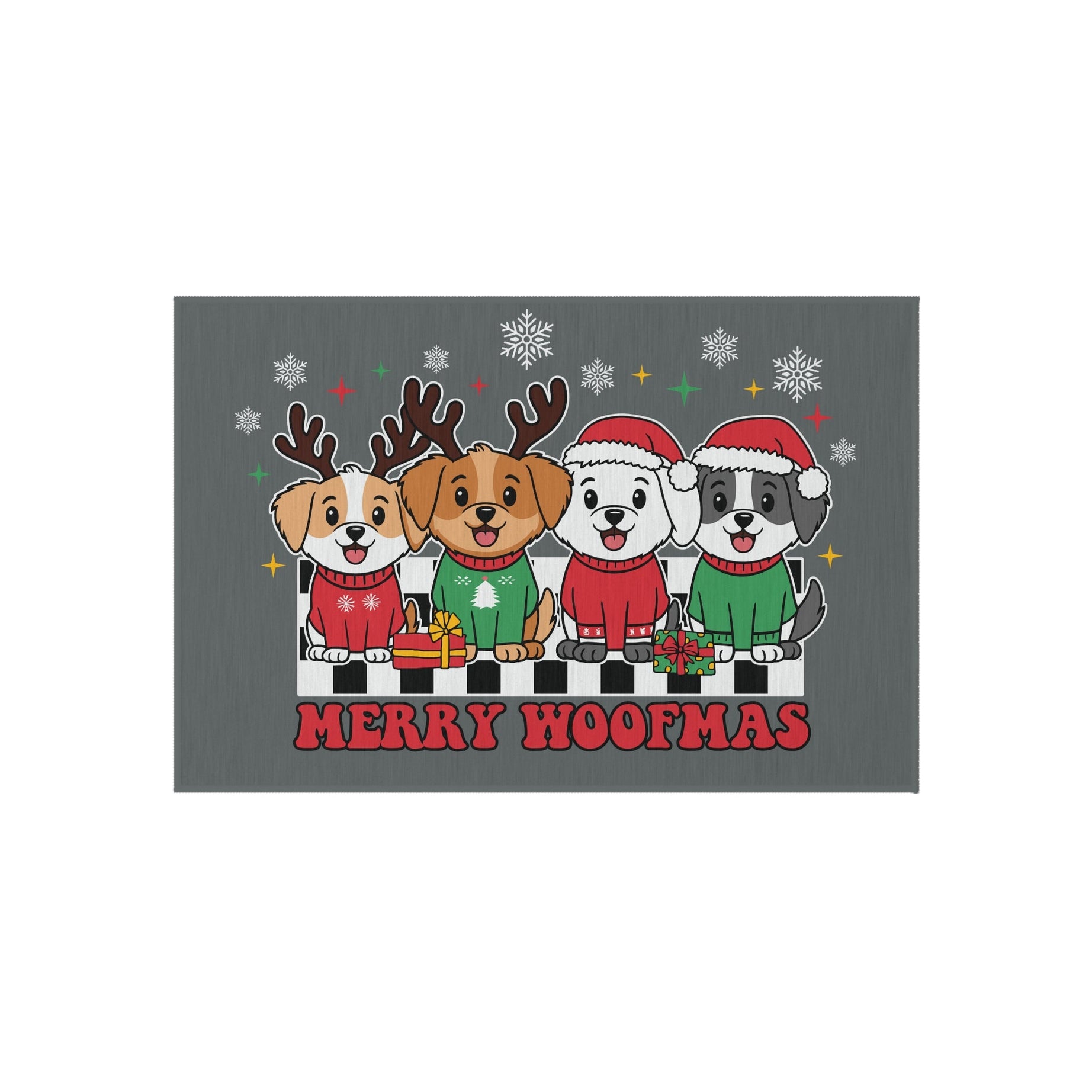 Christmas Doormat - Merry Woofmas with Cute Dogs