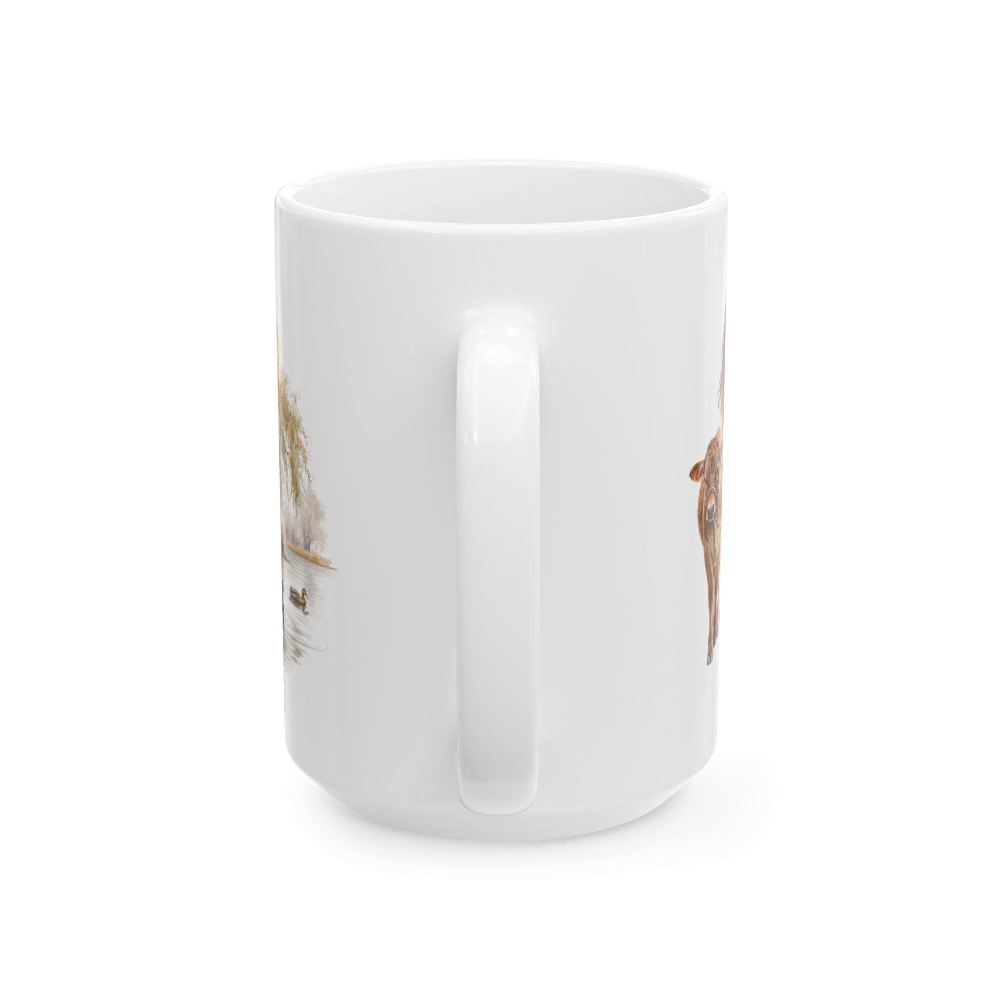 Vintage Country Ceramic Mug - Rustic Animal Coffee Cup