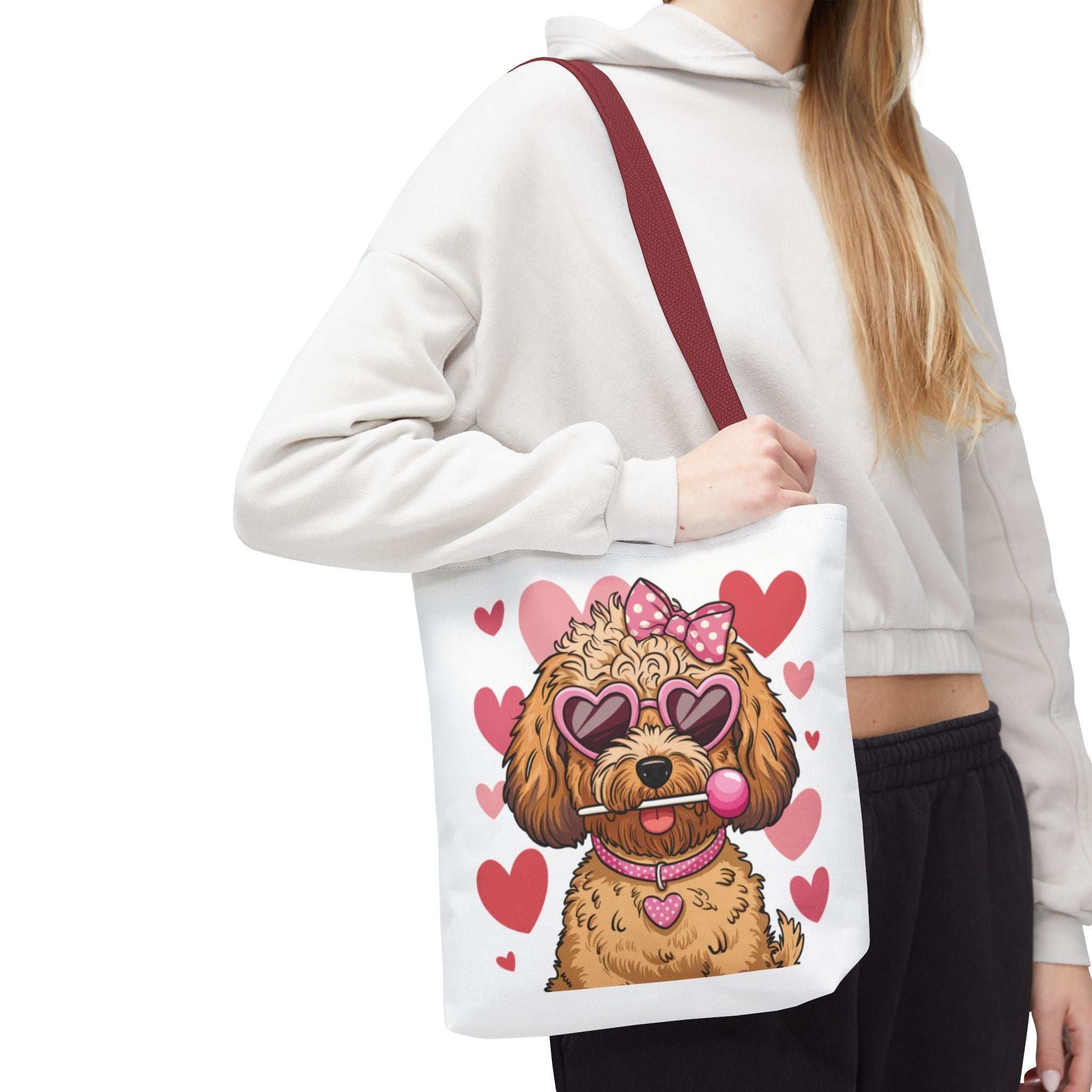 Cute Dog Lover Tote Bag with Heart Design