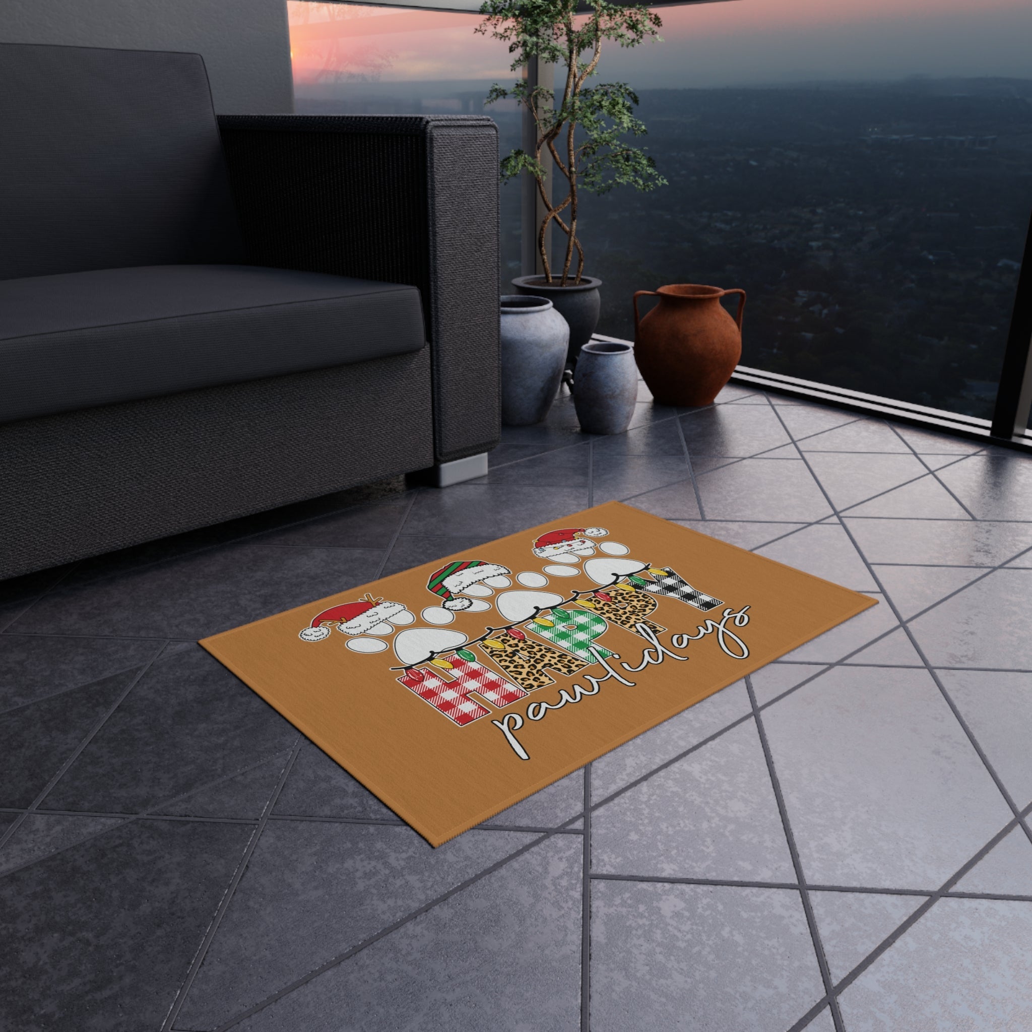 Christmas Doormat - Happy Pawlidays Pet Holiday Rug