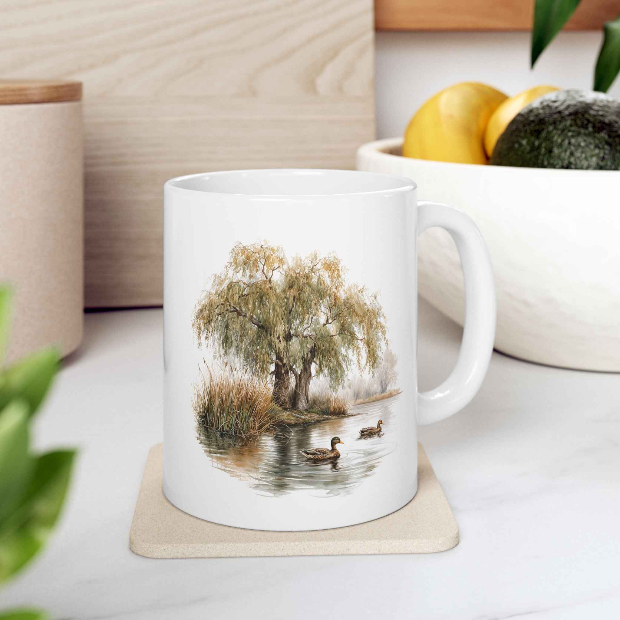 Vintage Country Ceramic Mug - Rustic Animal Coffee Cup
