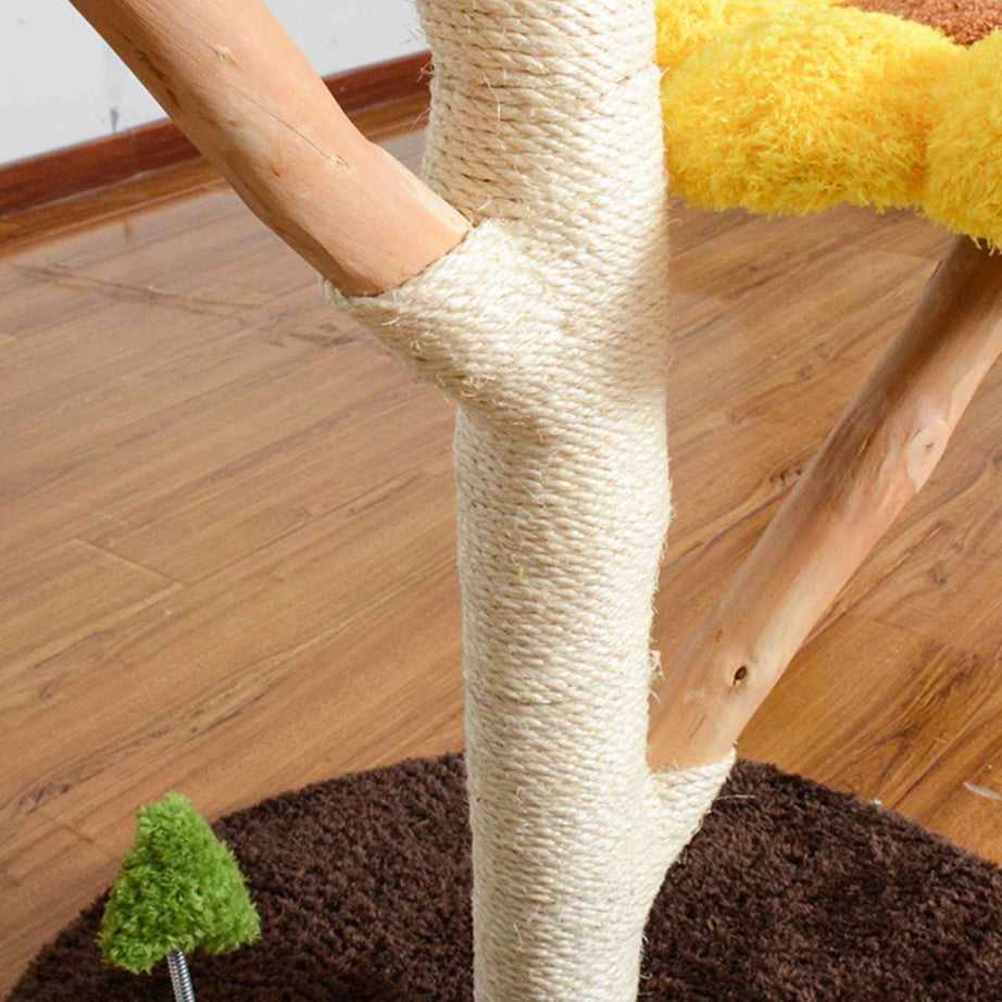 Cat Tree Sunflower Multi-Level - Wooden Condo with Perch Platforms