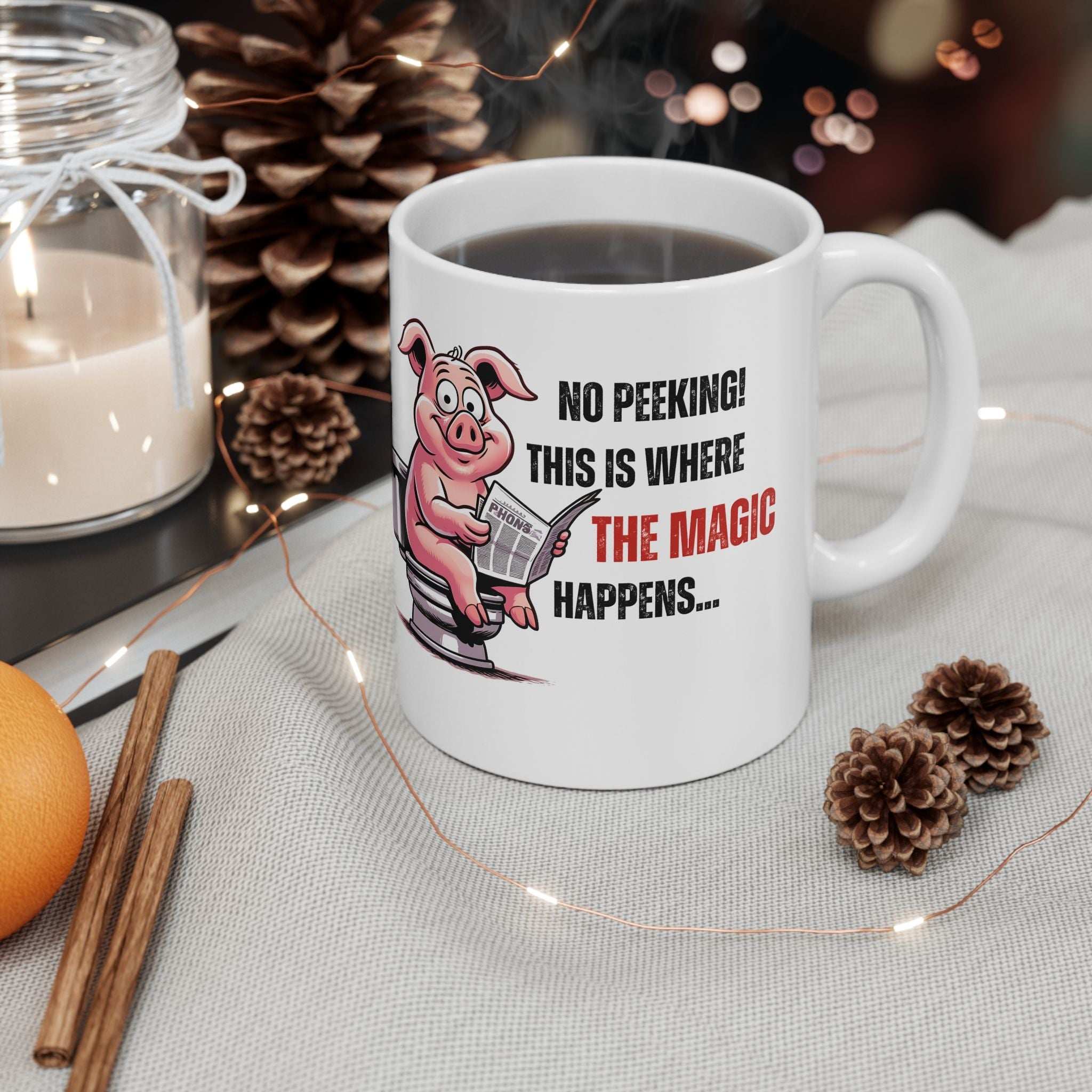 Funny Ceramic Mug - 'No Peeking!' Pig Design - Perfect Gift for Friends or Family
