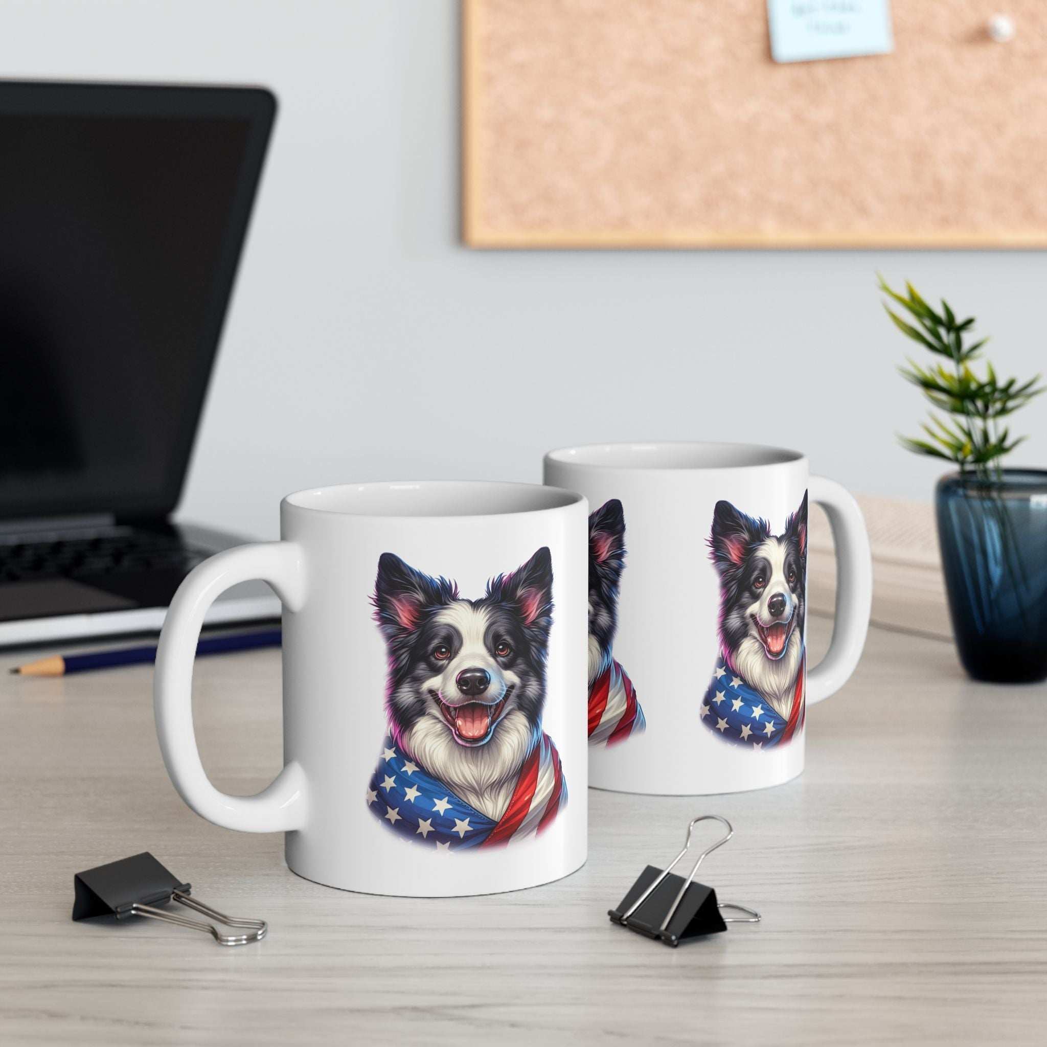 Border Collie Patriotic Dog Ceramic Mug - 11oz & 15oz