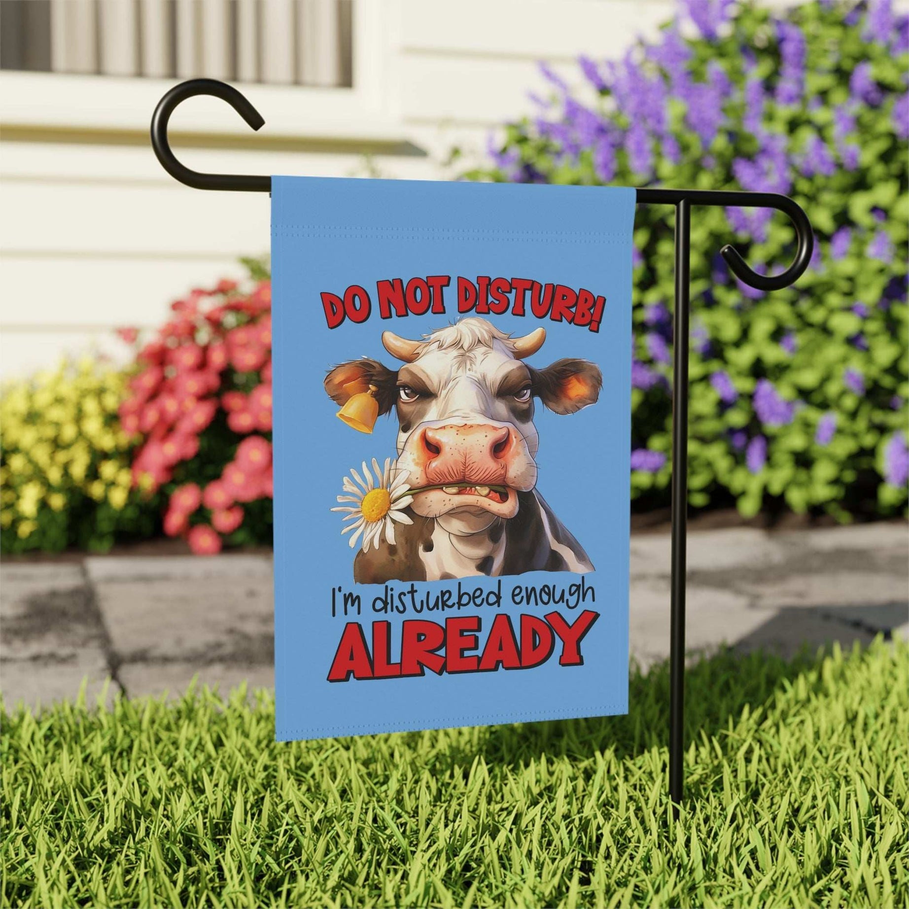 Funny Garden Banner - Do Not Disturb Cow Sign for Home & Yard Decor