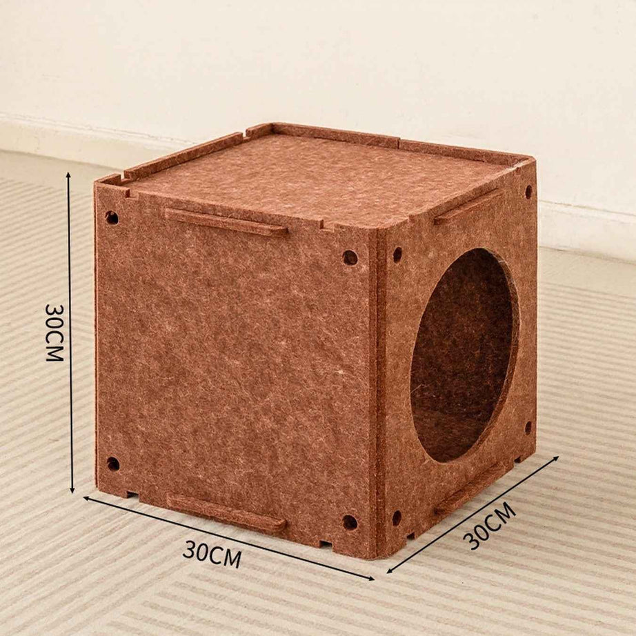 Cat House Cube Tunnel System - Felt Interactive Hideaway