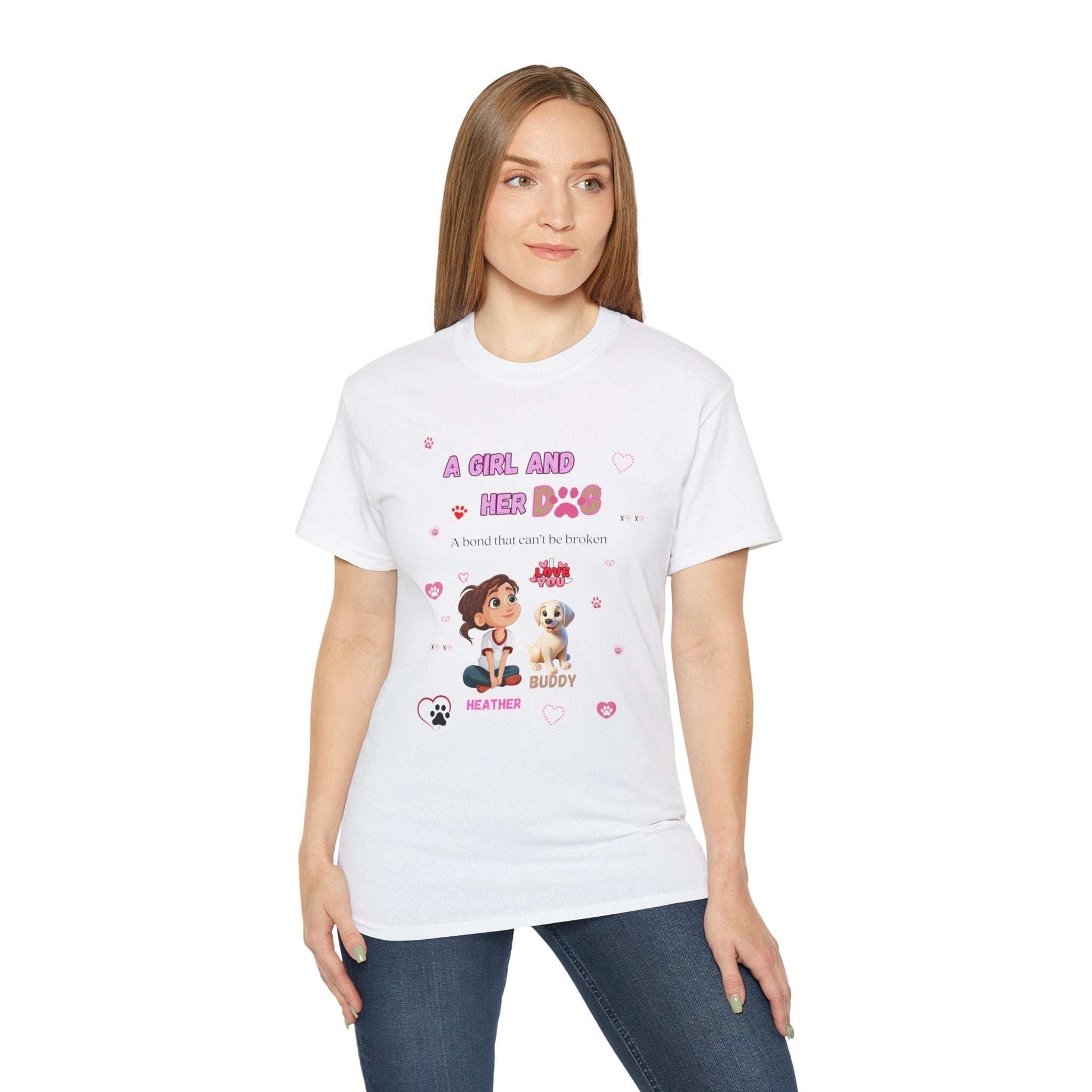 Girl and Her Dog Unisex Tee | Cute Pet Lover Shirt | Personalized Gift