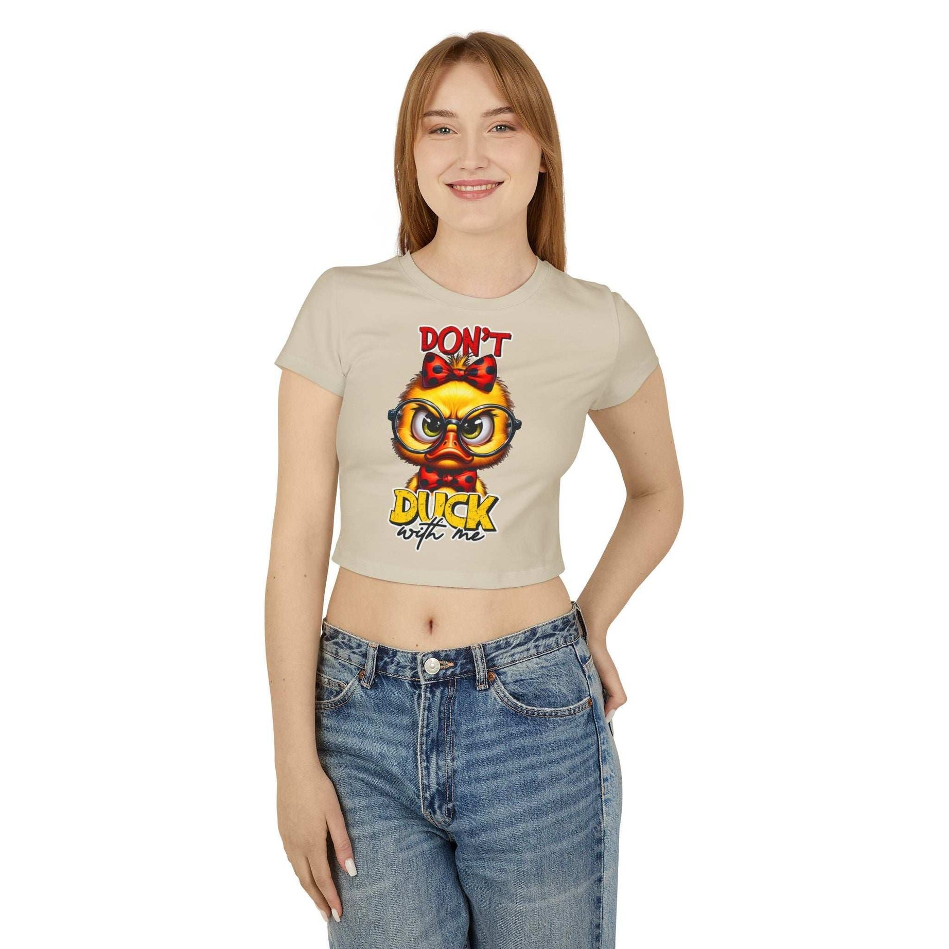 Funny Duck Graphic Women's Baby Tee - Don't Duck with Me