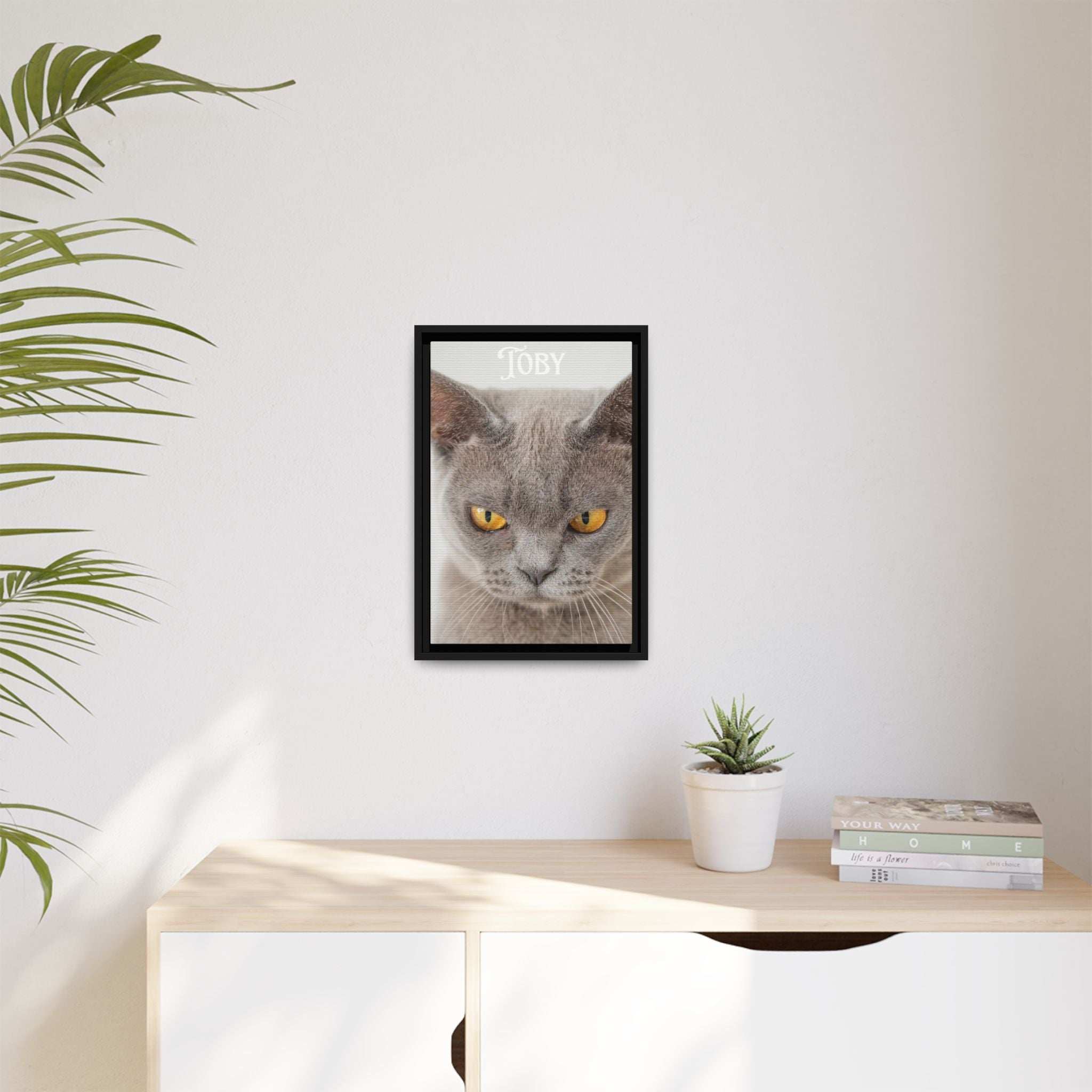 Personalized Photo Wall Art - Framed Matte Canvas Print for Pet Lovers - Customizable Name Print