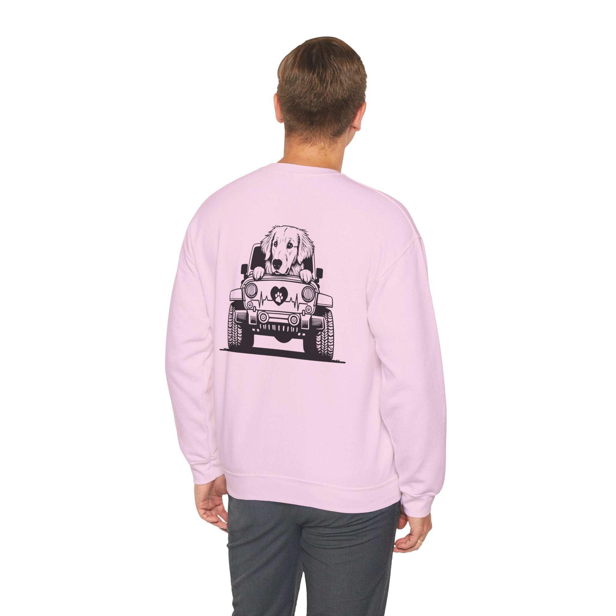 Golden Retriever Jeep Sweatshirt - Dog Lover's Heavy Blend