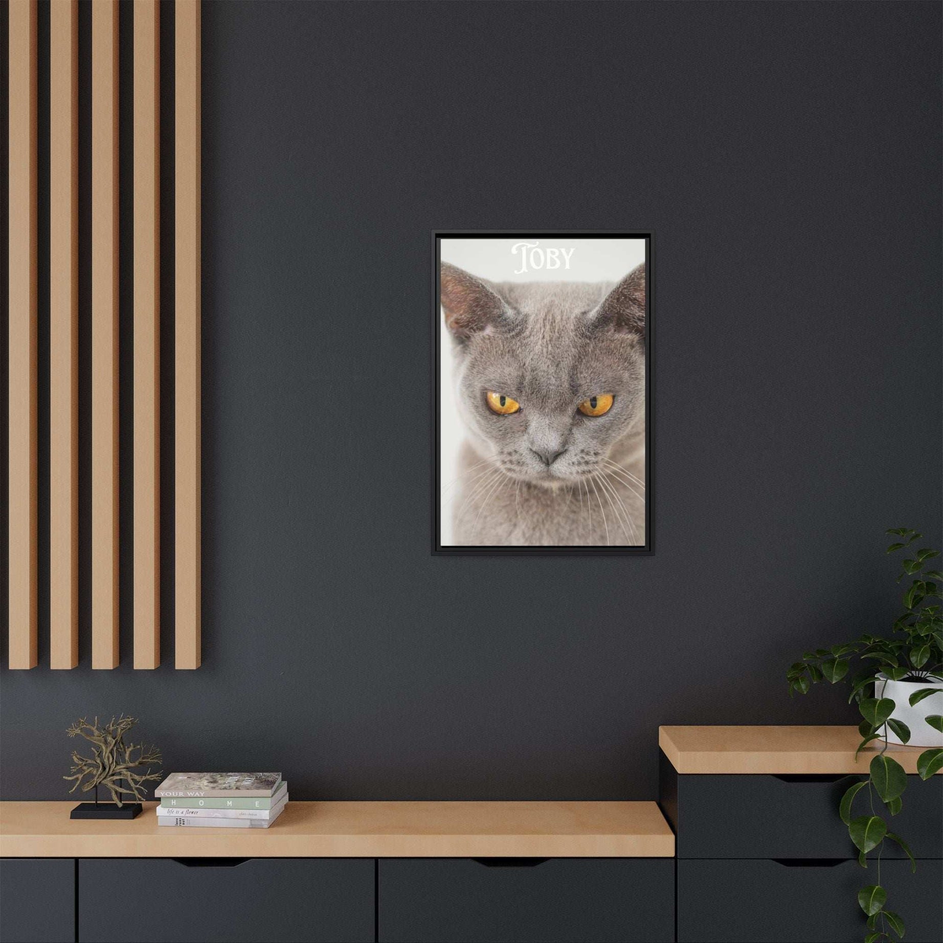 Personalized Photo Wall Art - Framed Matte Canvas Print for Pet Lovers - Customizable Name Print