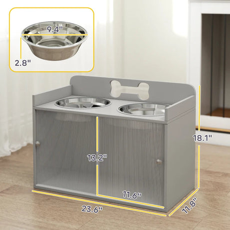 Elevated Dog Bowls - Modern Gray Design