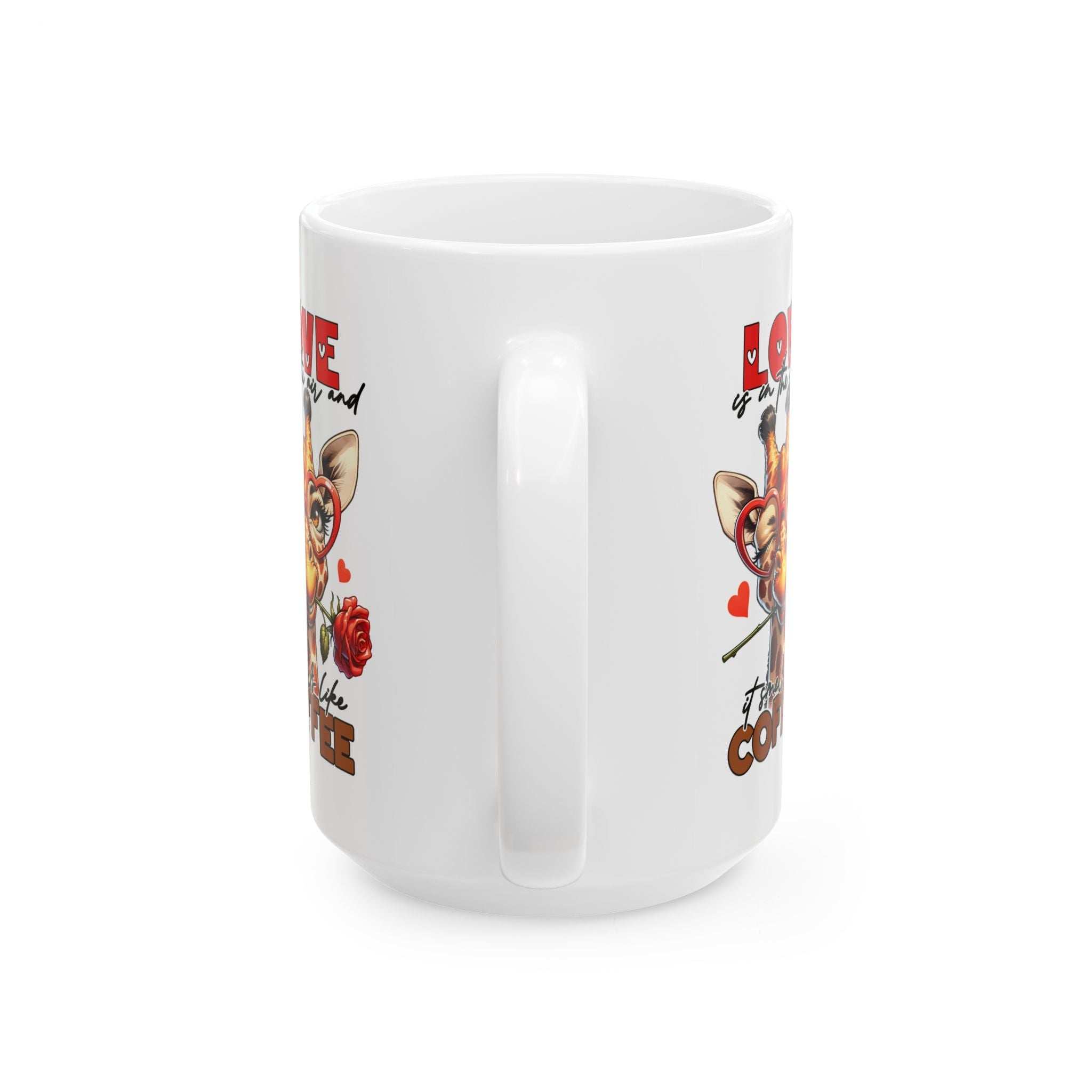Love & Coffee Ceramic Mug - Cute Giraffe Design, 11oz/15oz