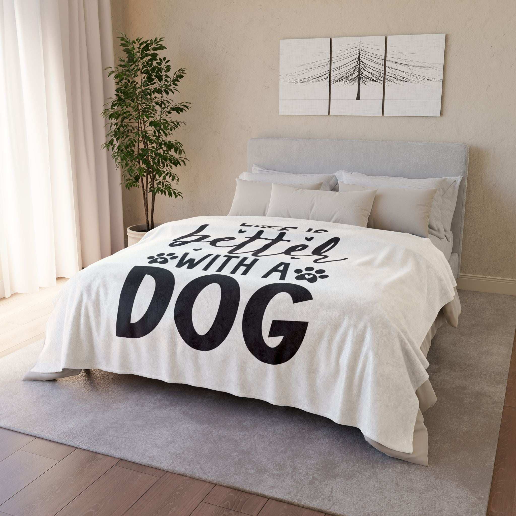 Dog Lover's Soft Polyester Blanket - 'Life is Better with a Dog'
