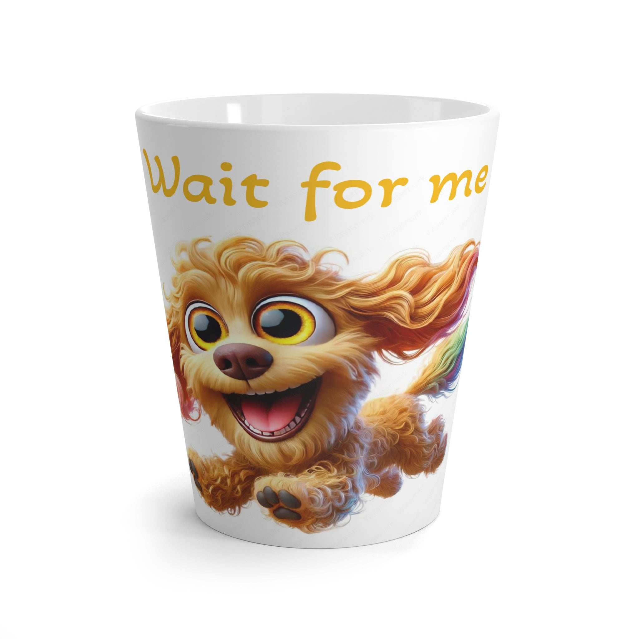 Cute Dog Latte Mug - "Wait for Me" Inspirational Coffee Cup for Pet Lovers