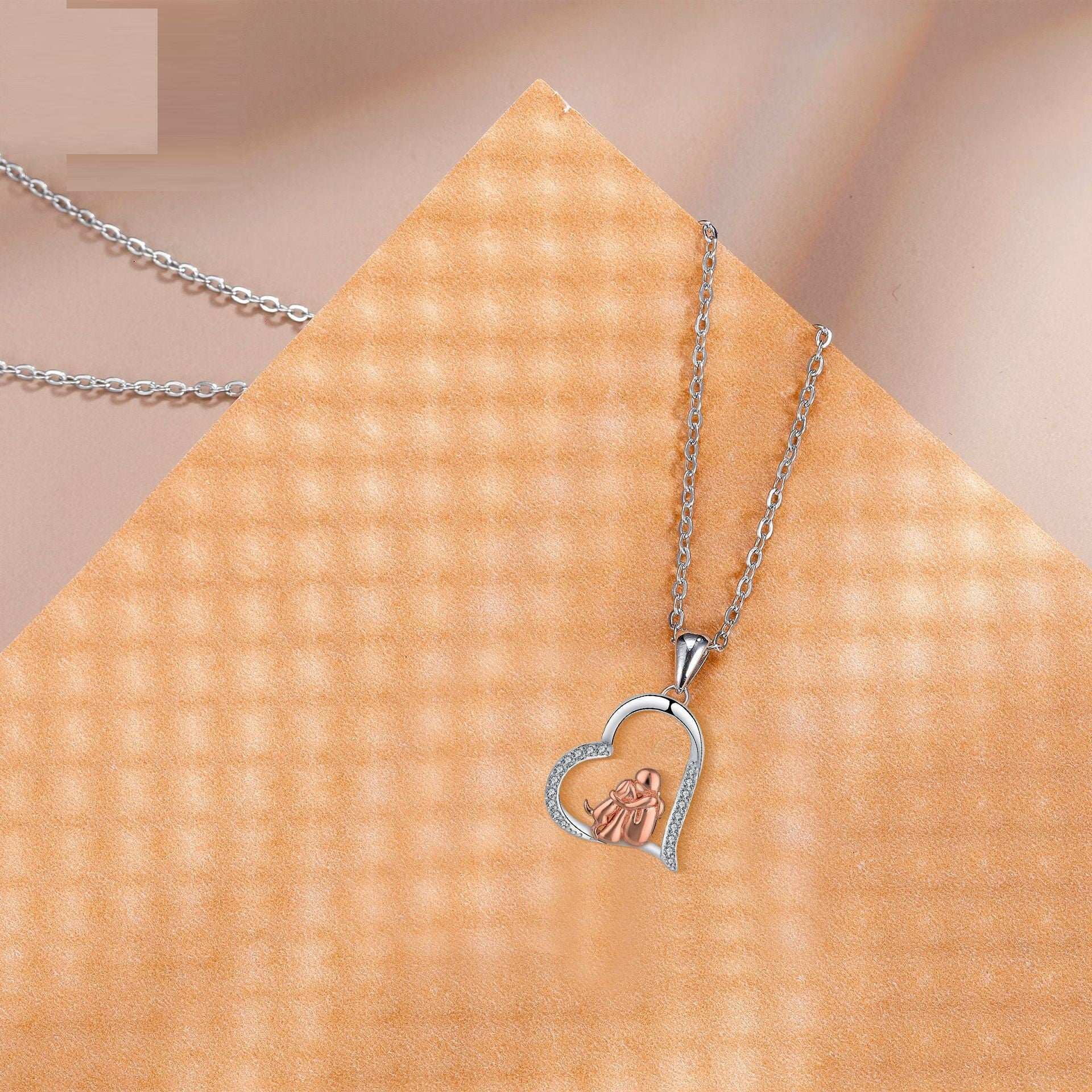 Love Guardian Pendant Girl And Dog Necklace