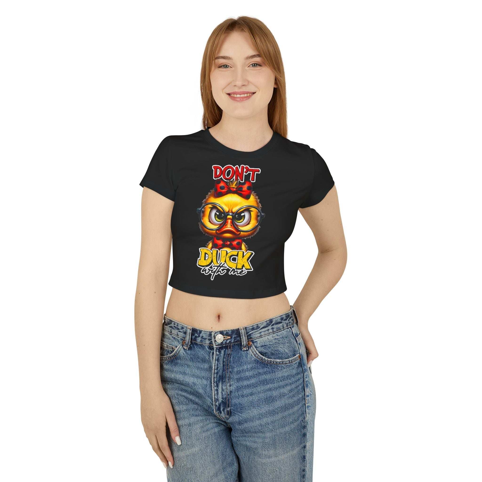 Funny Duck Graphic Women's Baby Tee - Don't Duck with Me