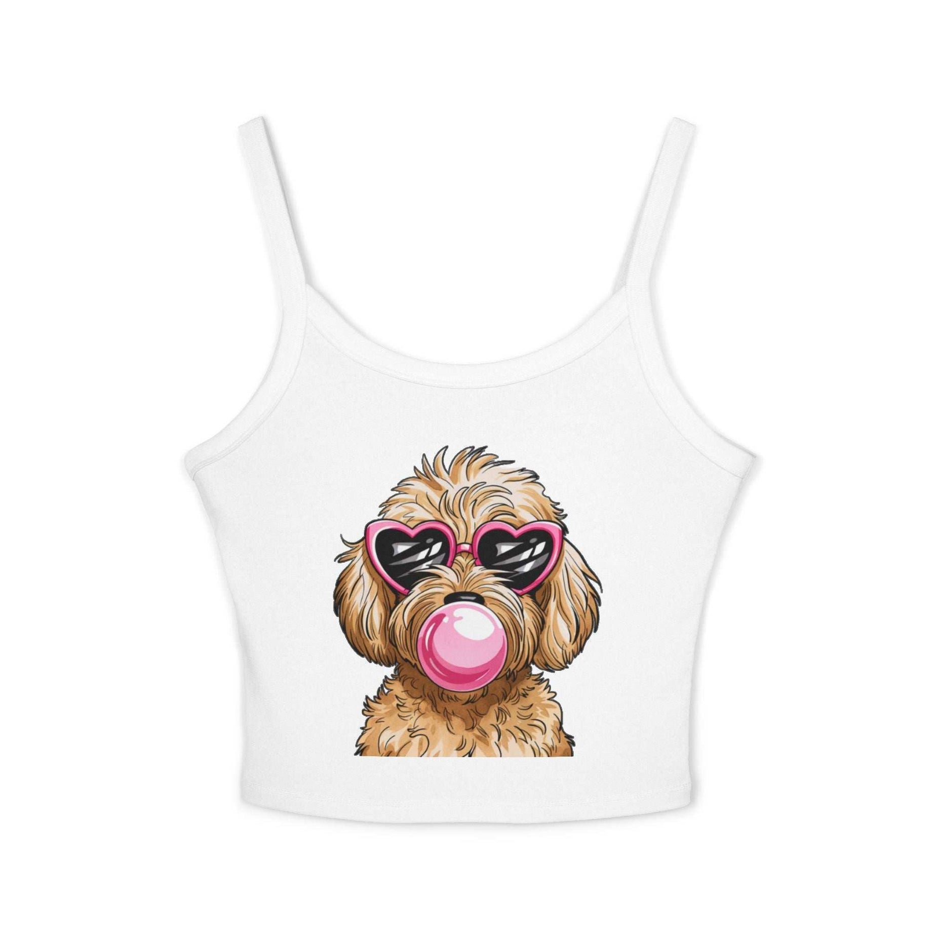 Cool Goldendoodle Blowing Bubble - Women's Spaghetti Strap Tank Top