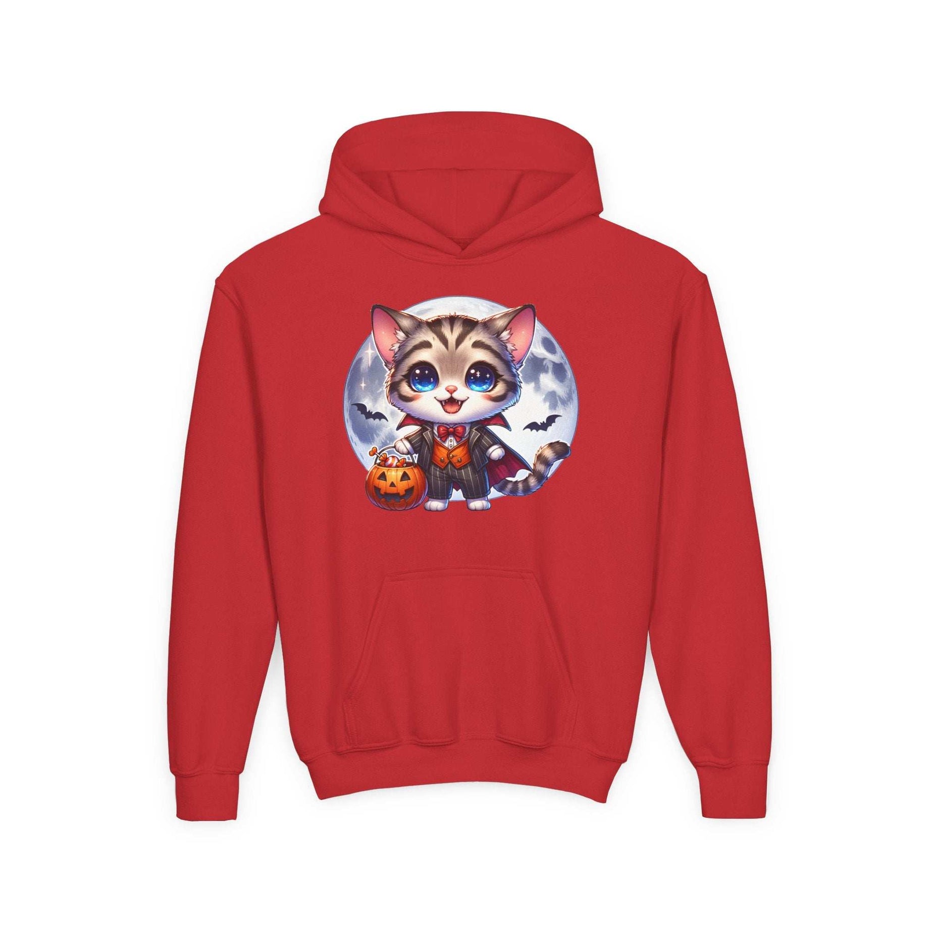 Adorable Cat Halloween Hoodie - Youth Spooky Season Sweatshirt