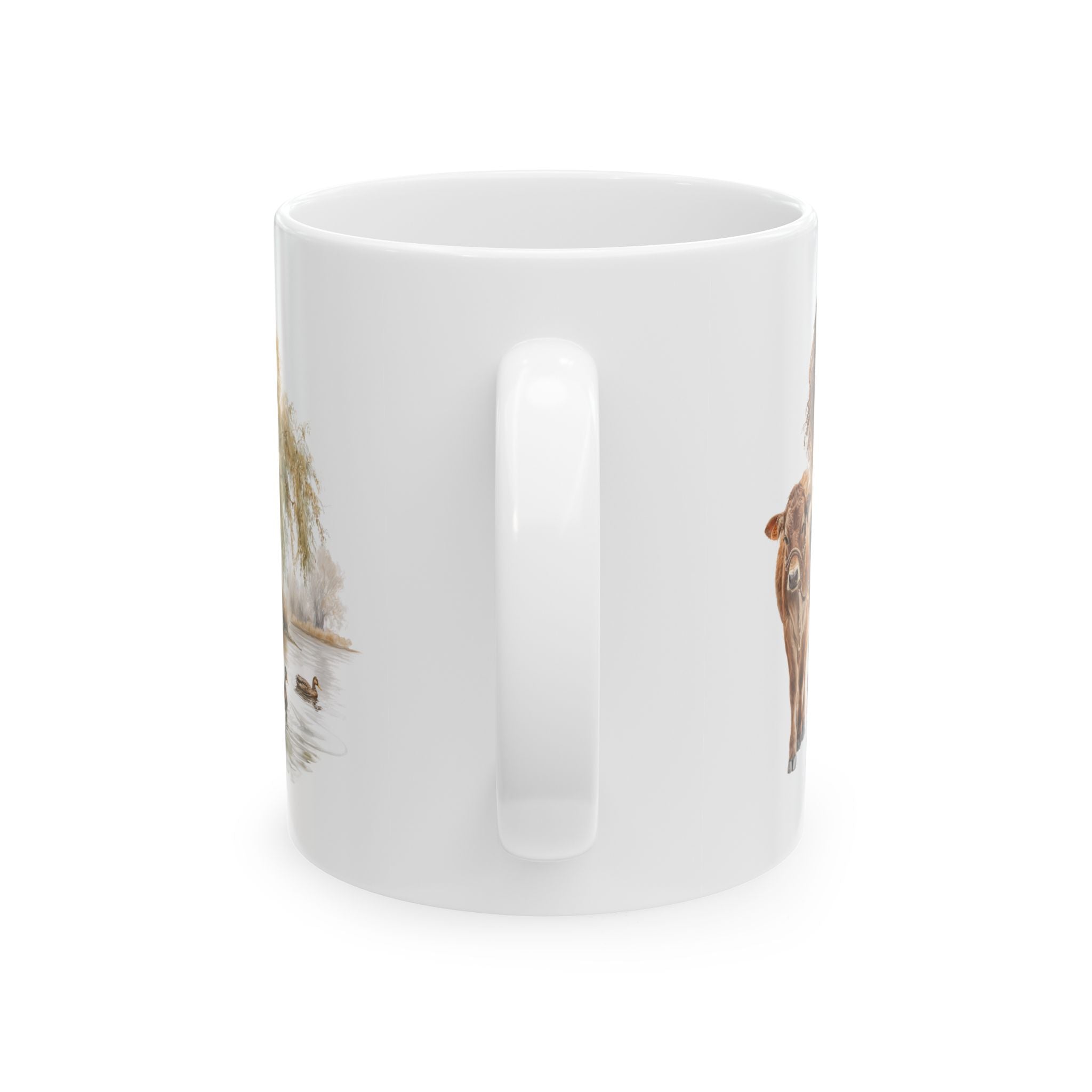 Vintage Country Ceramic Mug - Rustic Animal Coffee Cup