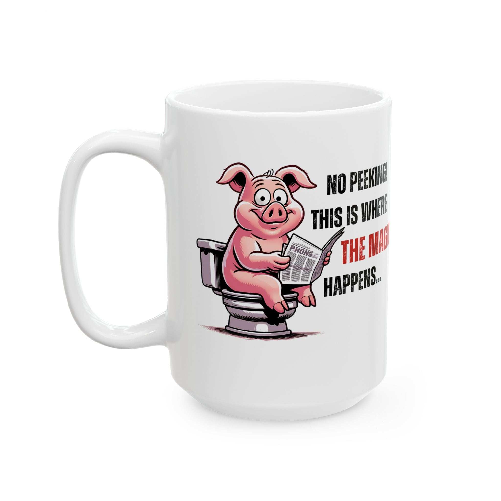 Funny Ceramic Mug - 'No Peeking!' Pig Design - Perfect Gift for Friends or Family
