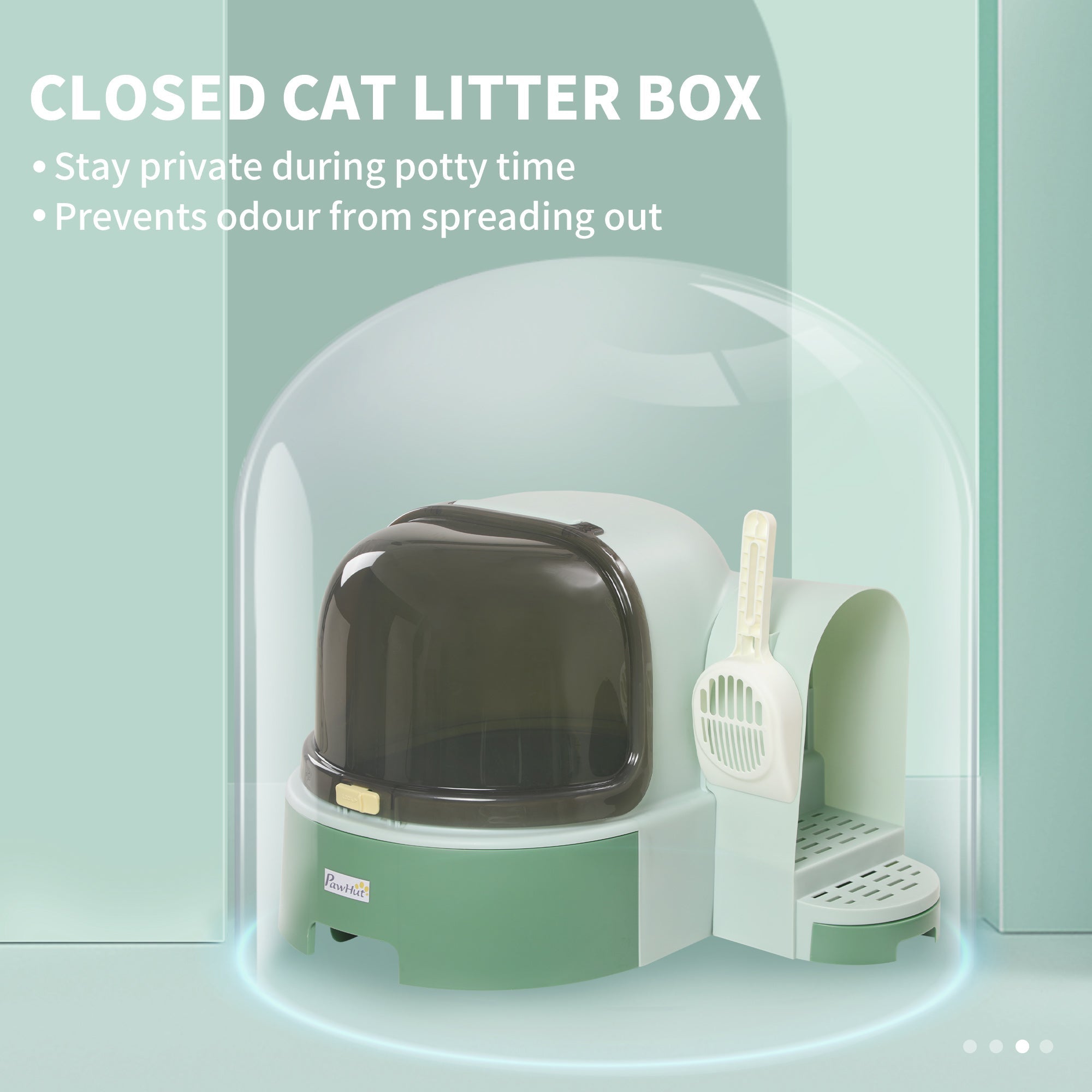Cat Litter Box Space Capsule - Enclosed Pod with Scoop