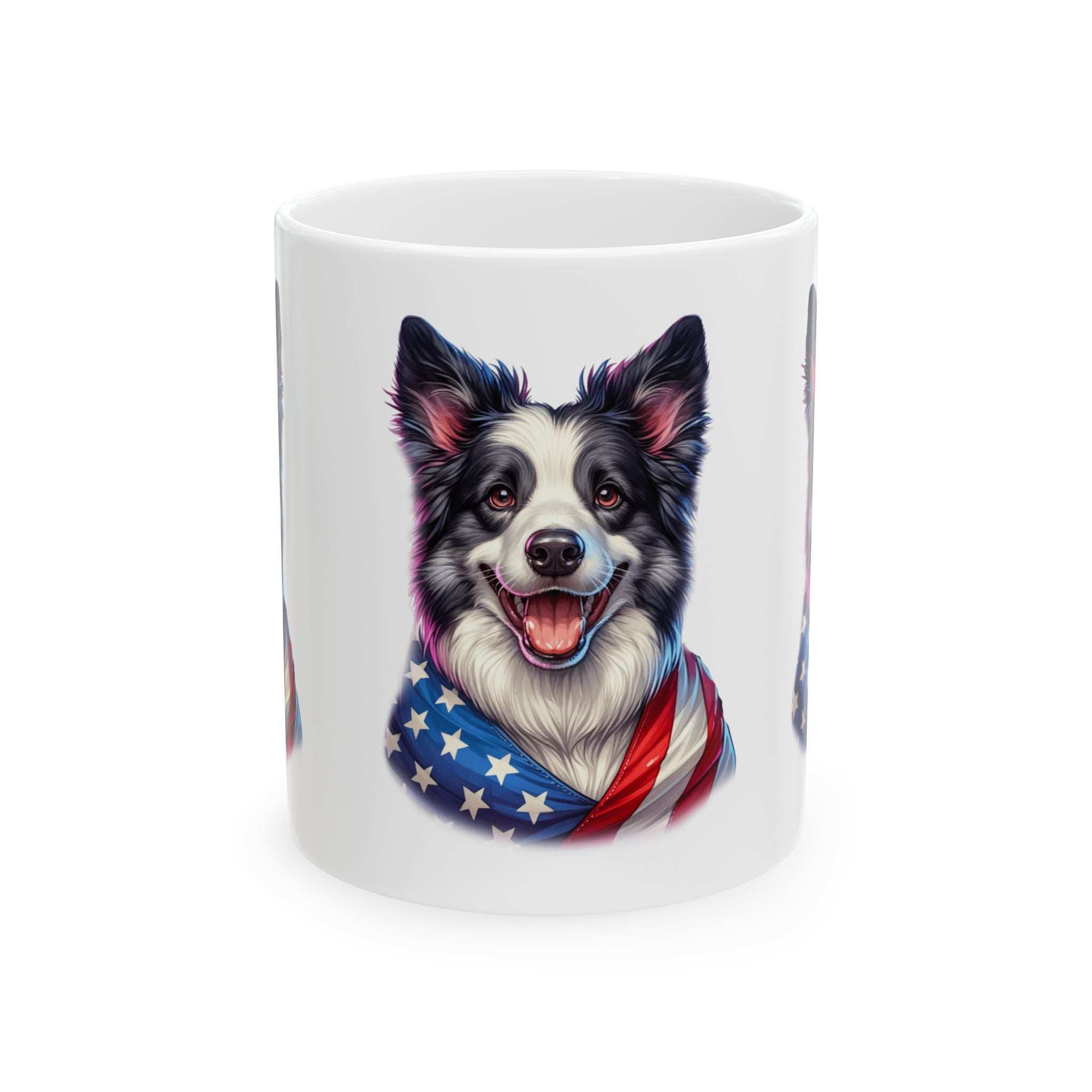 Border Collie Patriotic Dog Ceramic Mug - 11oz & 15oz