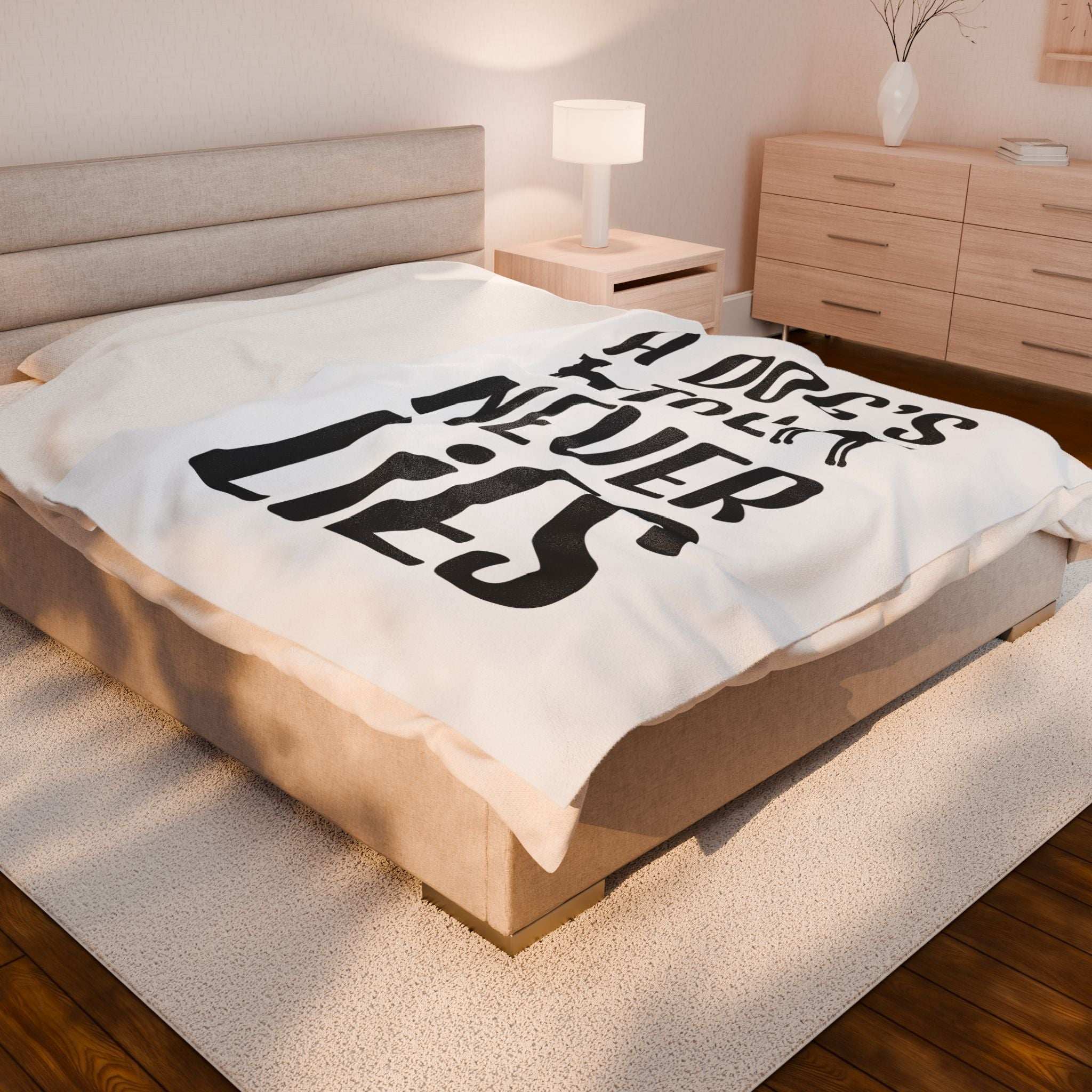 Cozy Velveteen Plush Blanket - "A Dog's Tail Never Lies" - Pet Lover Gift