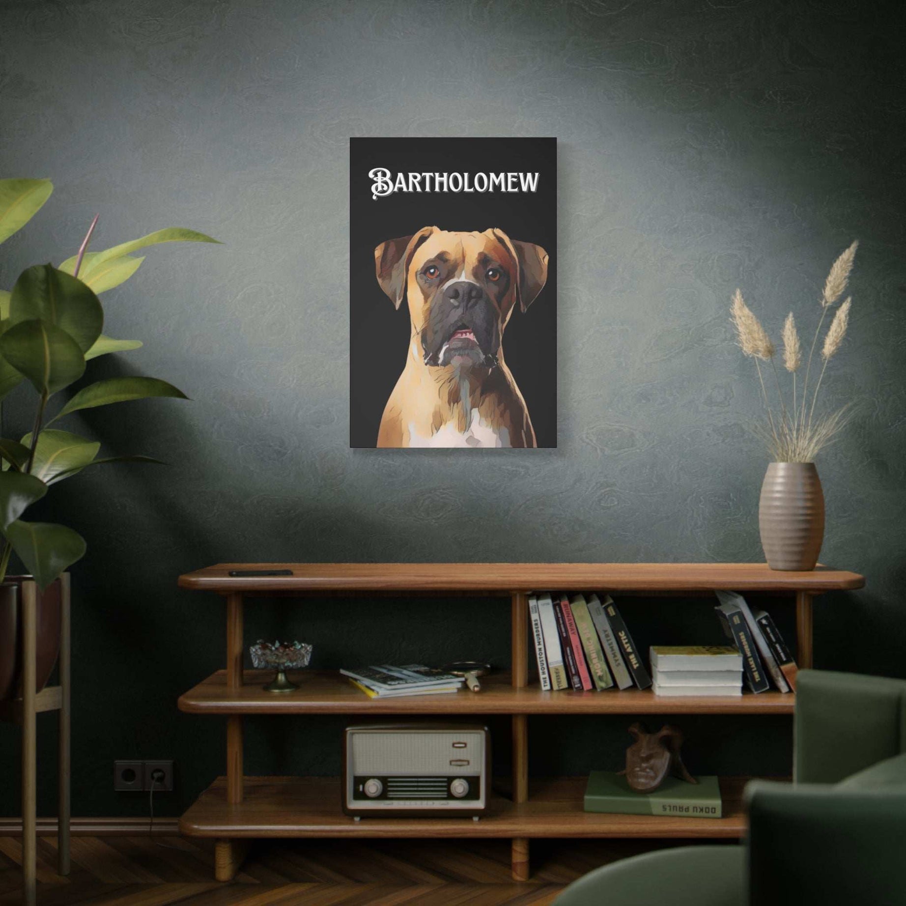 Cartoon Personalized Black Canvas Art - Custom Made Portrait of Your Pet(s)