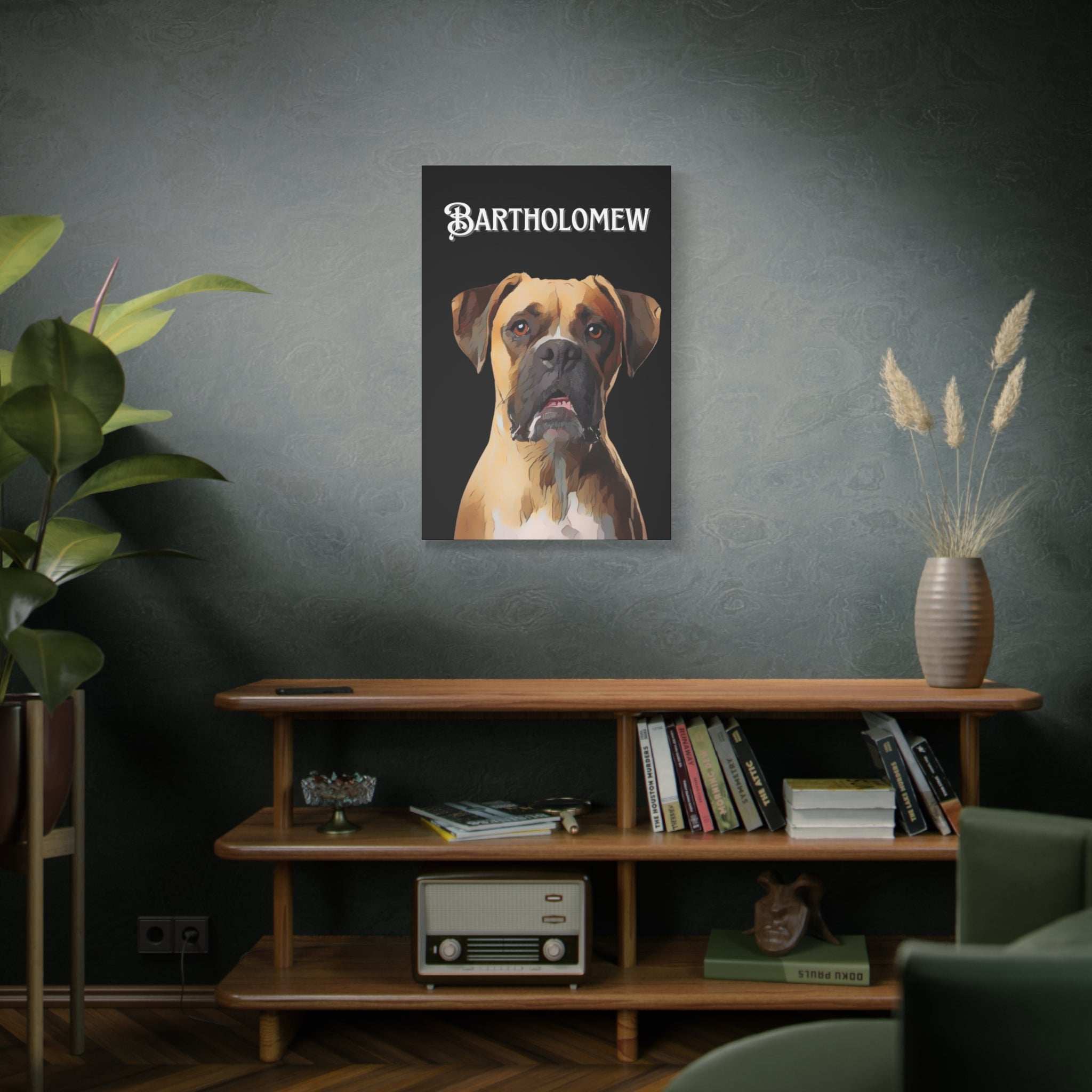 Cartoon Personalized Black Canvas Art - Custom Made Portrait of Your Pet(s)