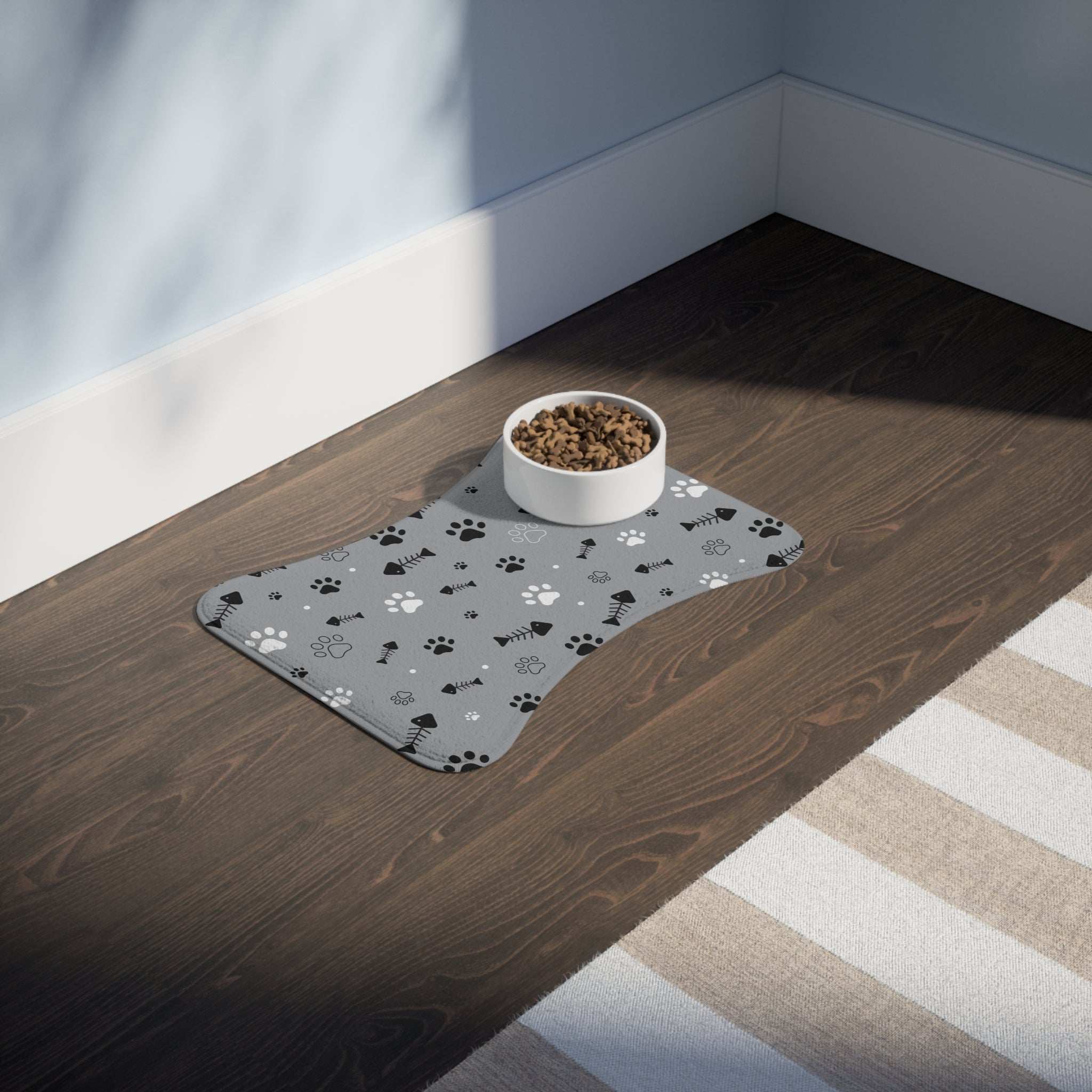 Stylish Pet Feeding Mat with Paw Print Design - Perfect for Pet Lovers
