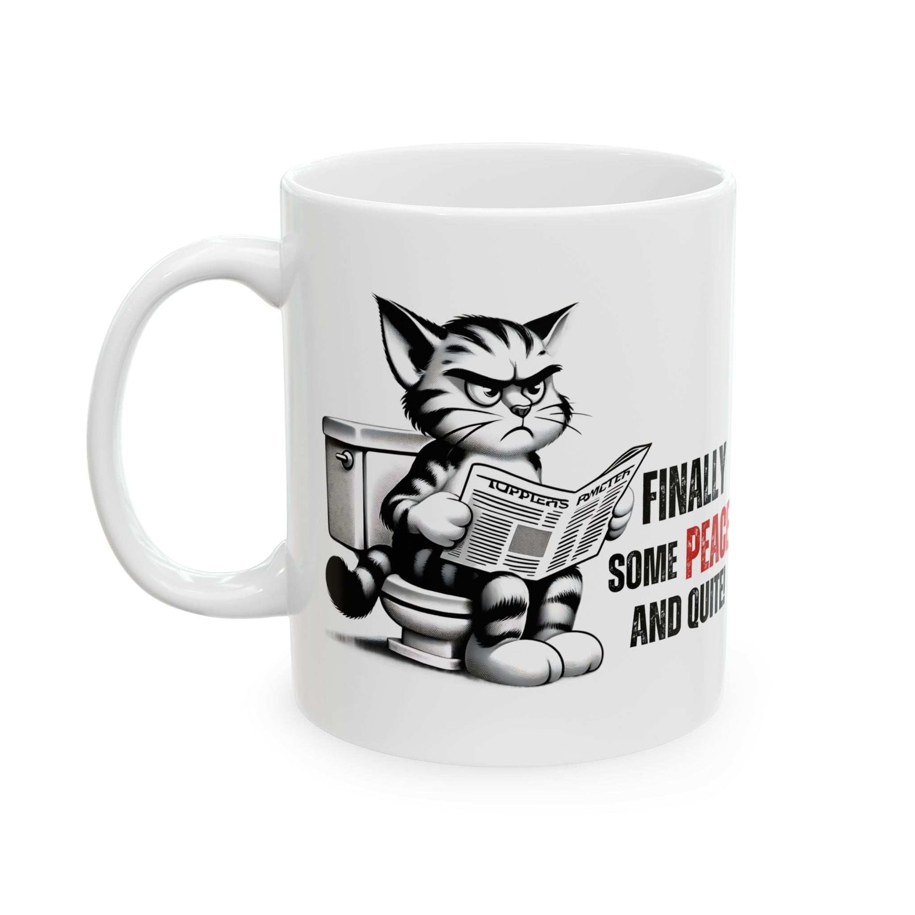 Funny Cat Ceramic Mug – "Finally Some Peace and Quiet!" – Perfect Gift for Cat Lovers