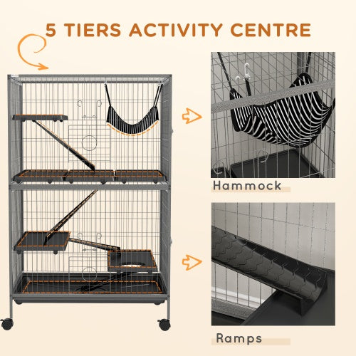 5-Tier Ferret Cage - 50" Tall with Rolling Wheels