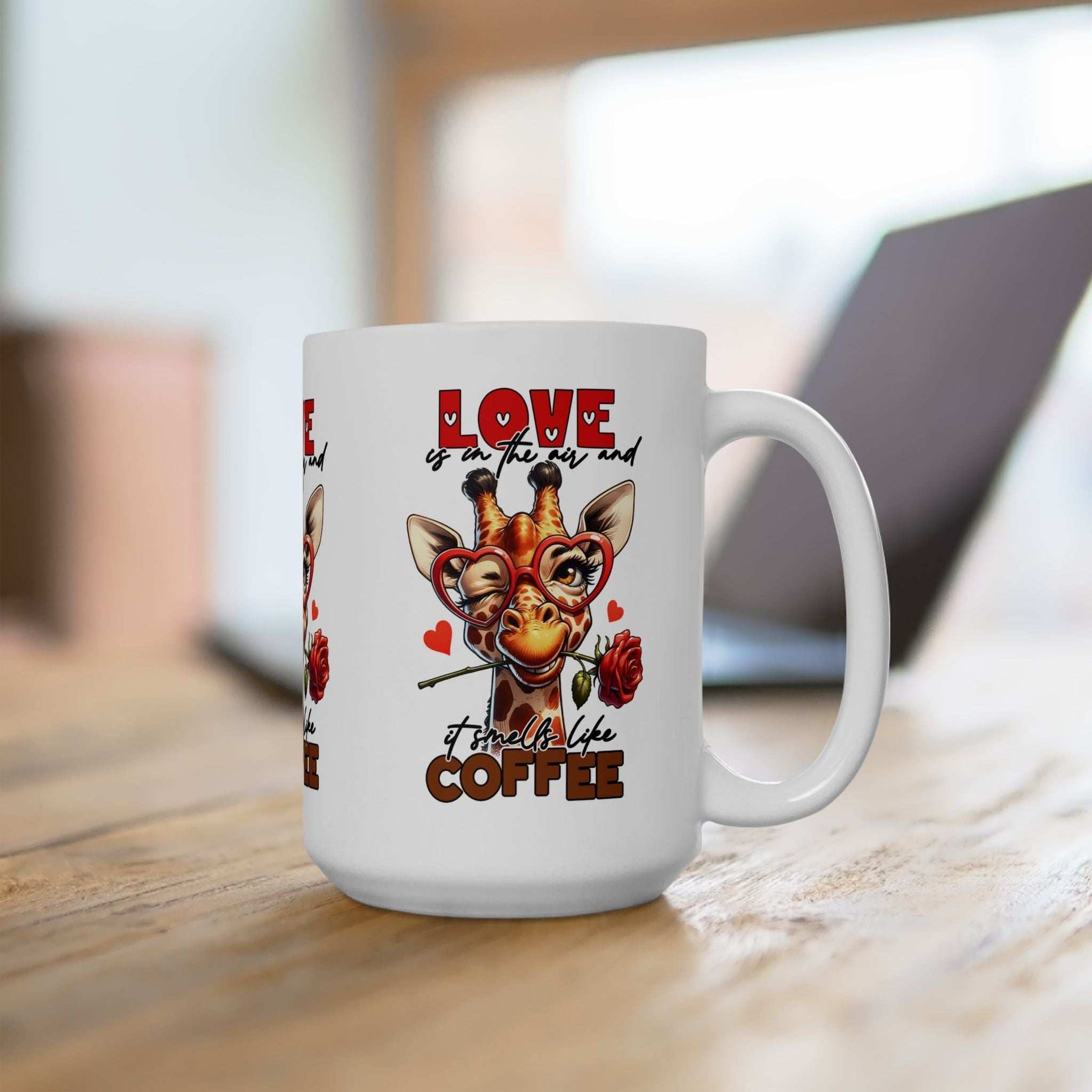 Love & Coffee Ceramic Mug - Cute Giraffe Design, 11oz/15oz