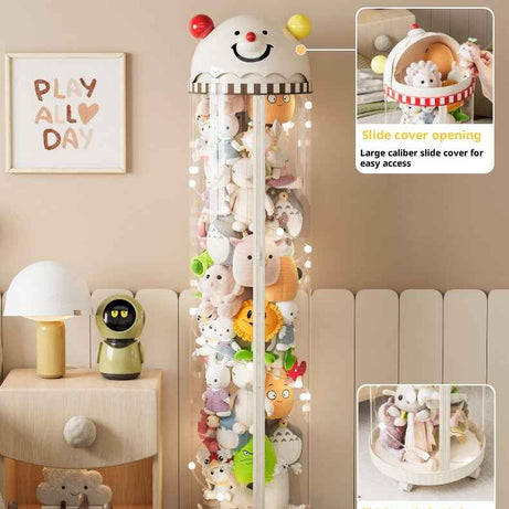 Pet Toy Storage Tower - Clear Cylinder Organizer with LED Lights