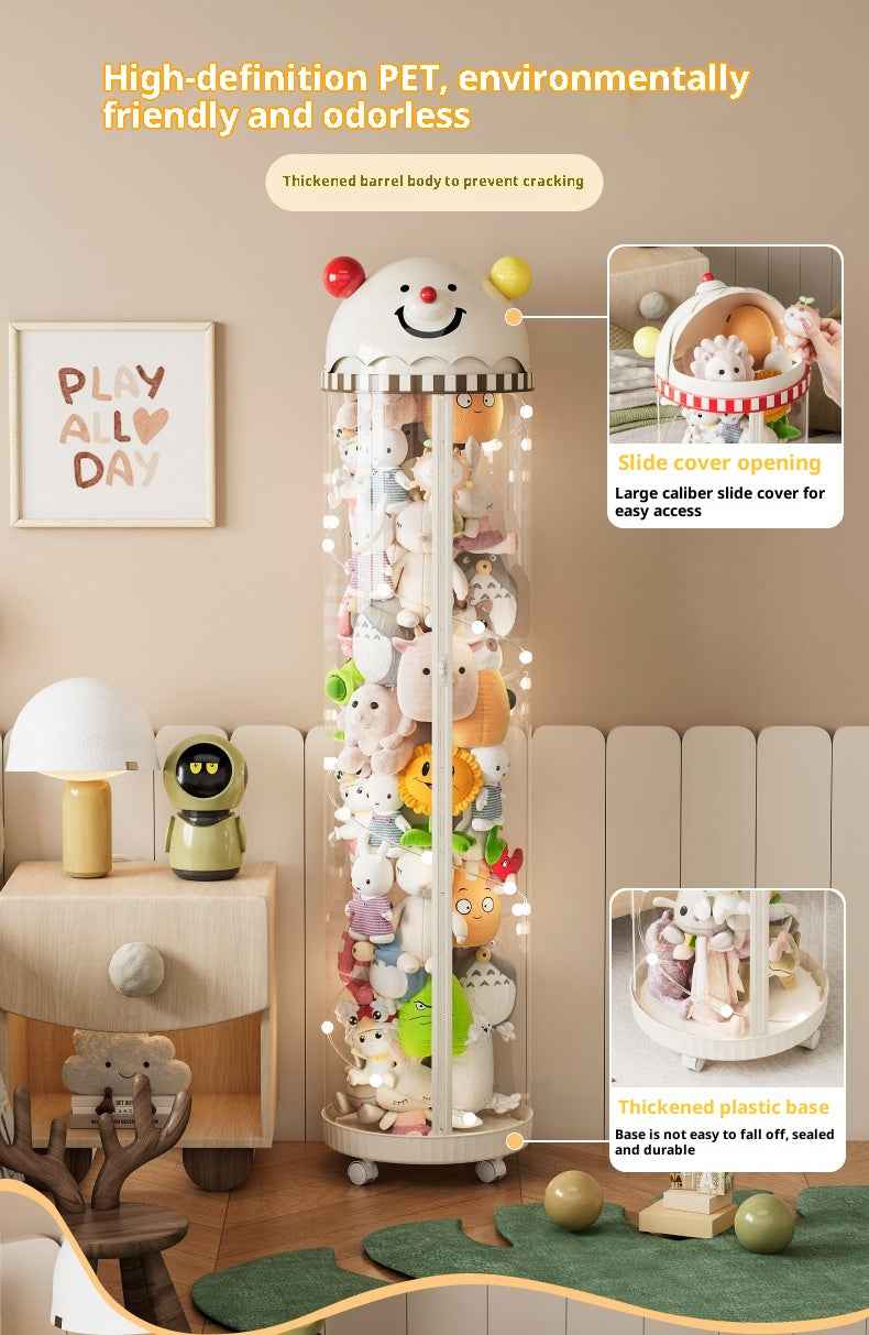 Pet Toy Storage Tower - Clear Cylinder Organizer with LED Lights