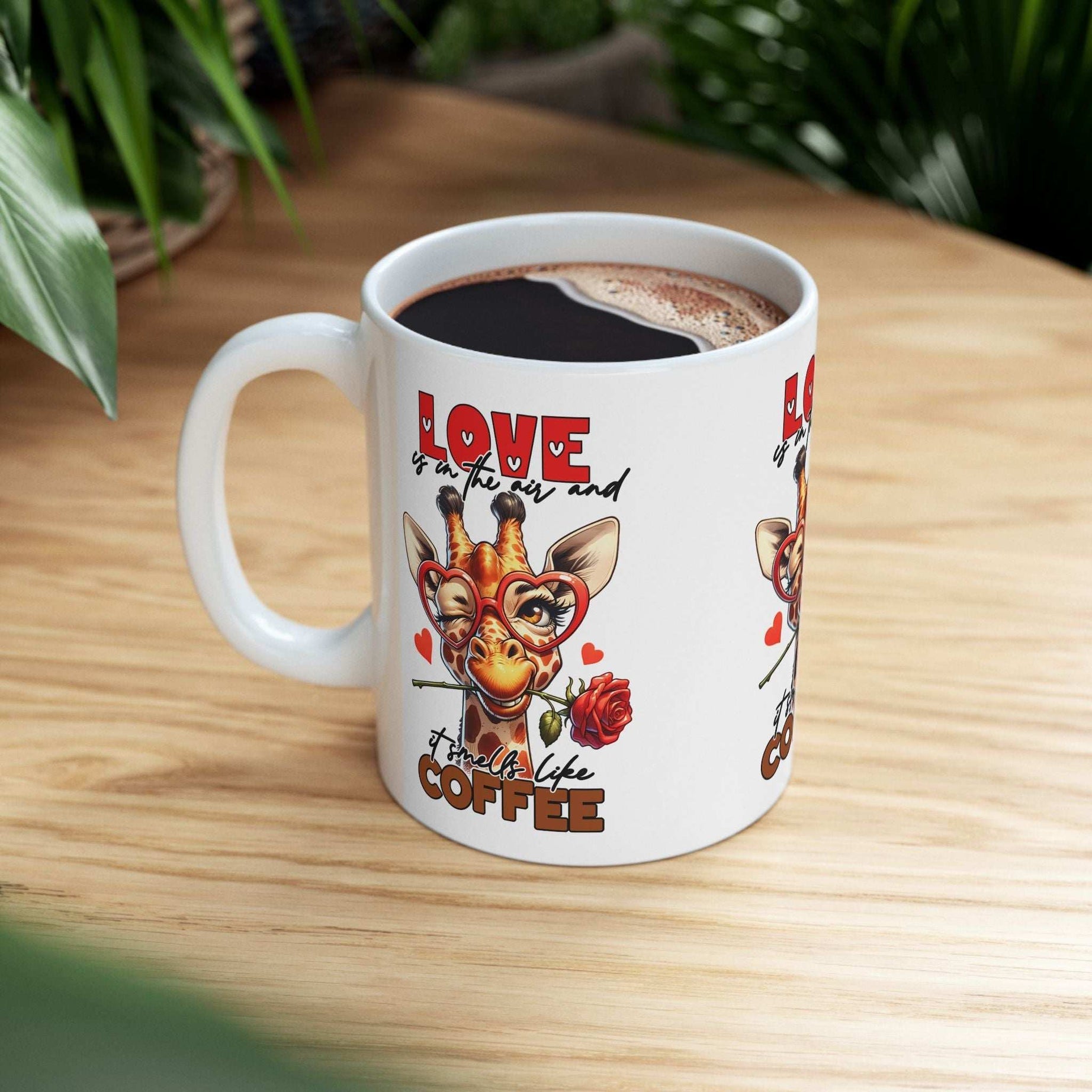 Love & Coffee Ceramic Mug - Cute Giraffe Design, 11oz/15oz