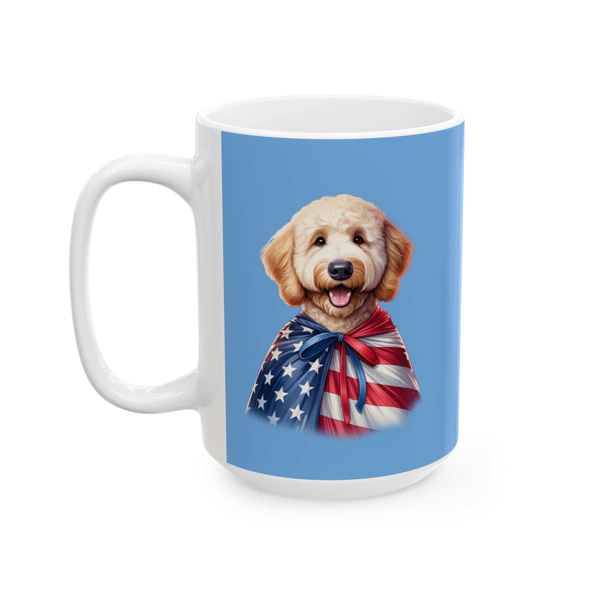 Patriotic Goldendoodle Dog Ceramic Mug - 11oz & 15oz