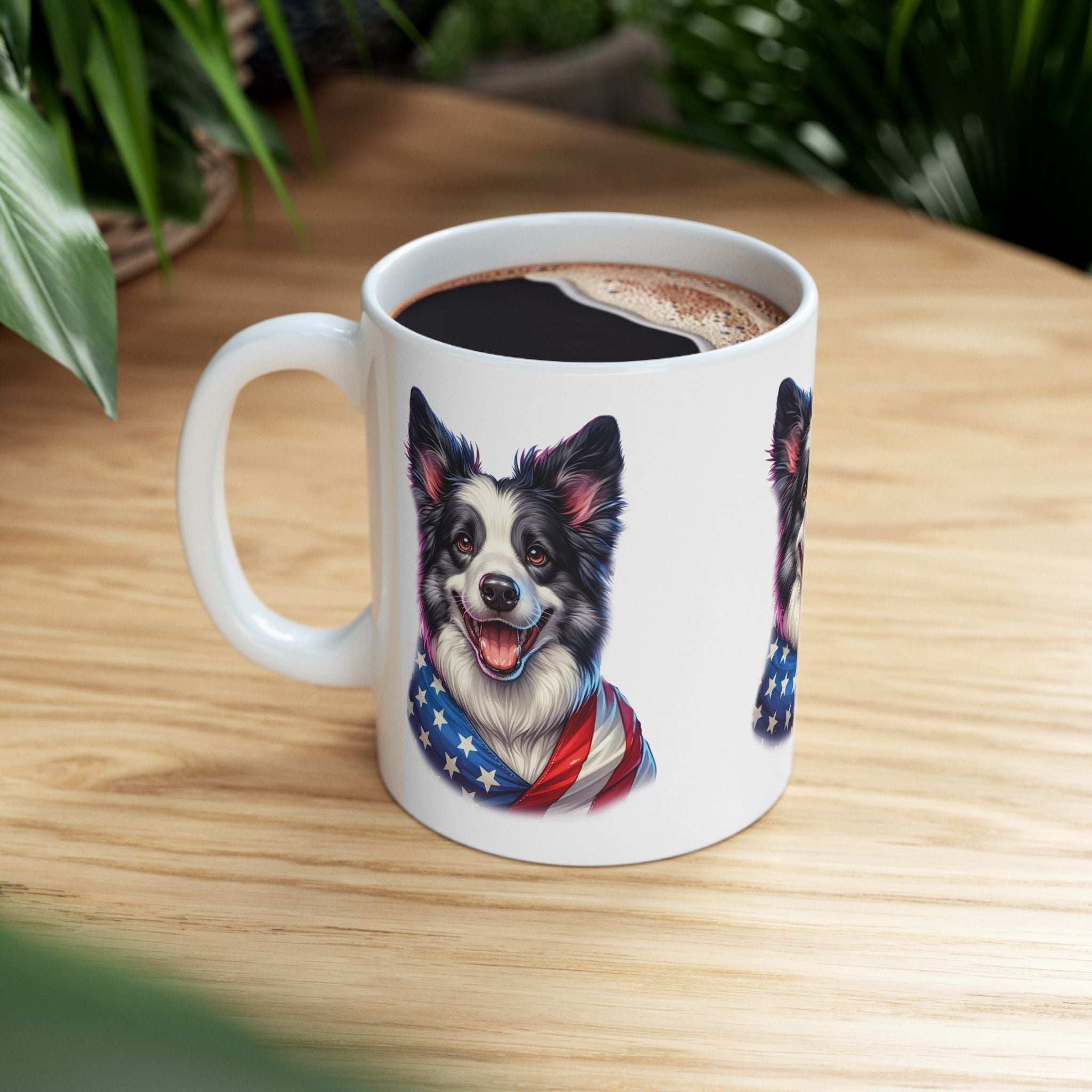 Border Collie Patriotic Dog Ceramic Mug - 11oz & 15oz