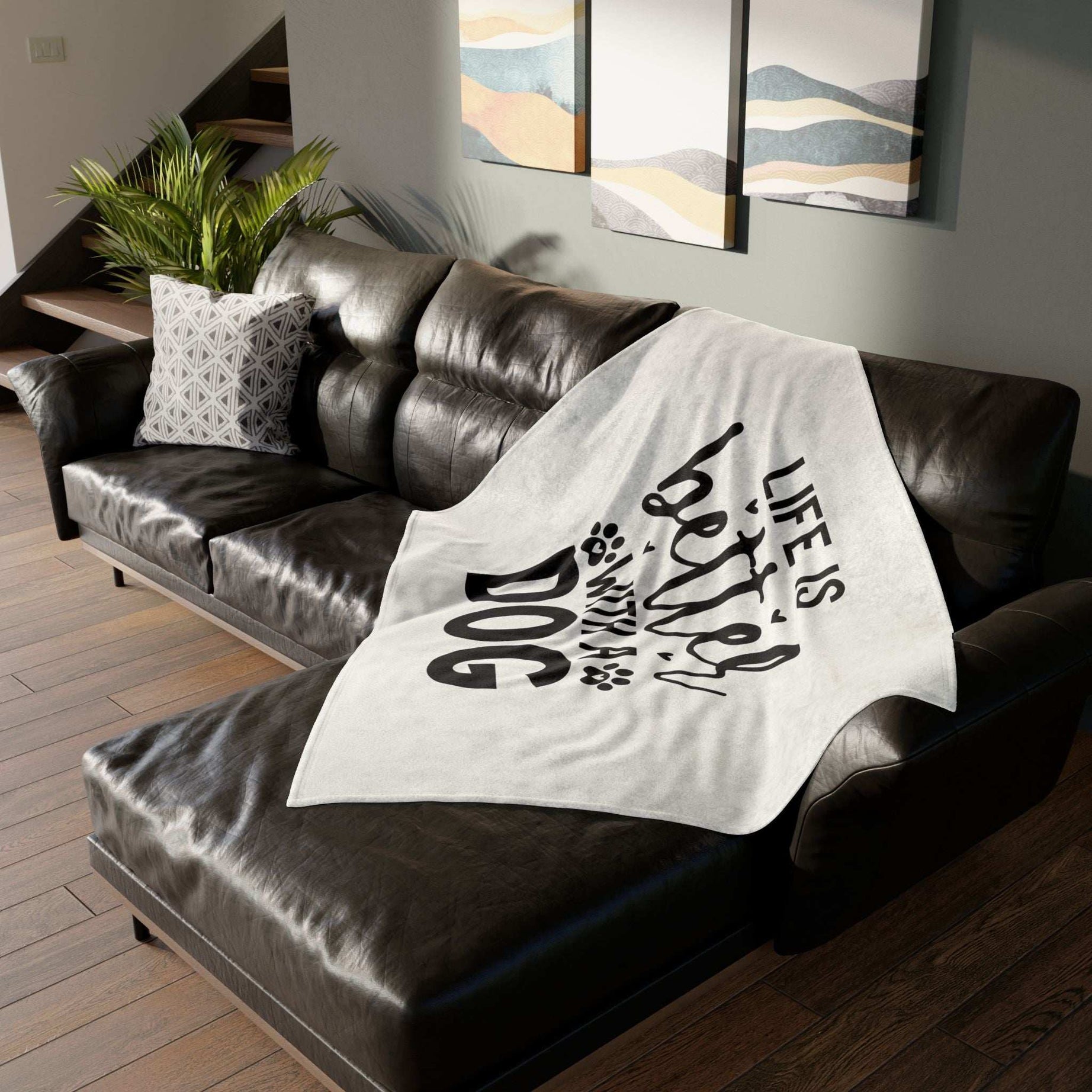 Dog Lover's Soft Polyester Blanket - 'Life is Better with a Dog'