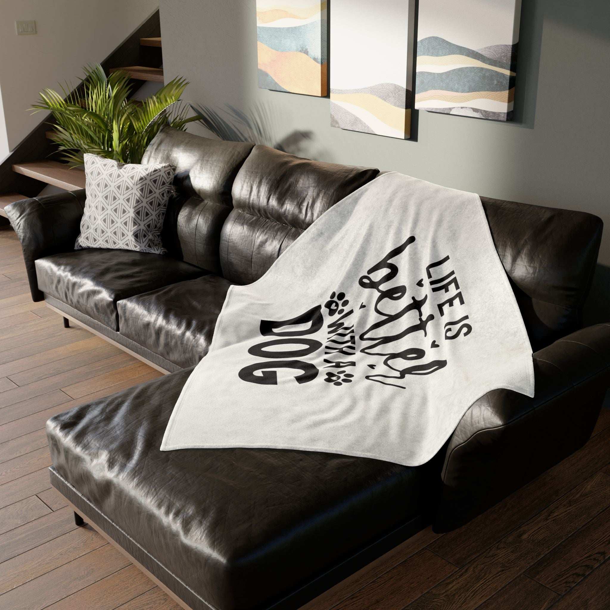 Dog Lover's Soft Polyester Blanket - 'Life is Better with a Dog'