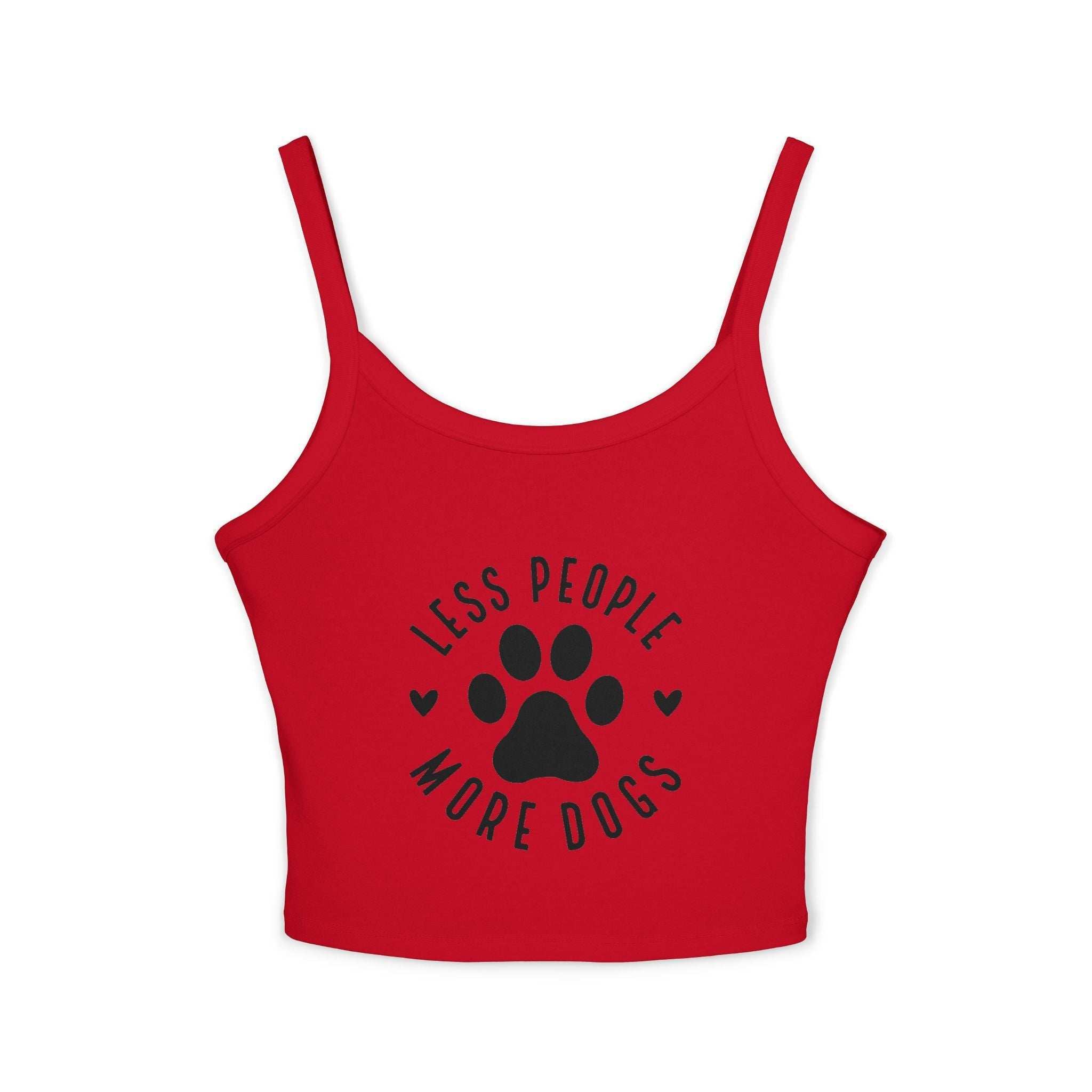 "Less People, More Dogs" Women's Spaghetti Strap Tank Top - Perfect for Dog Lovers