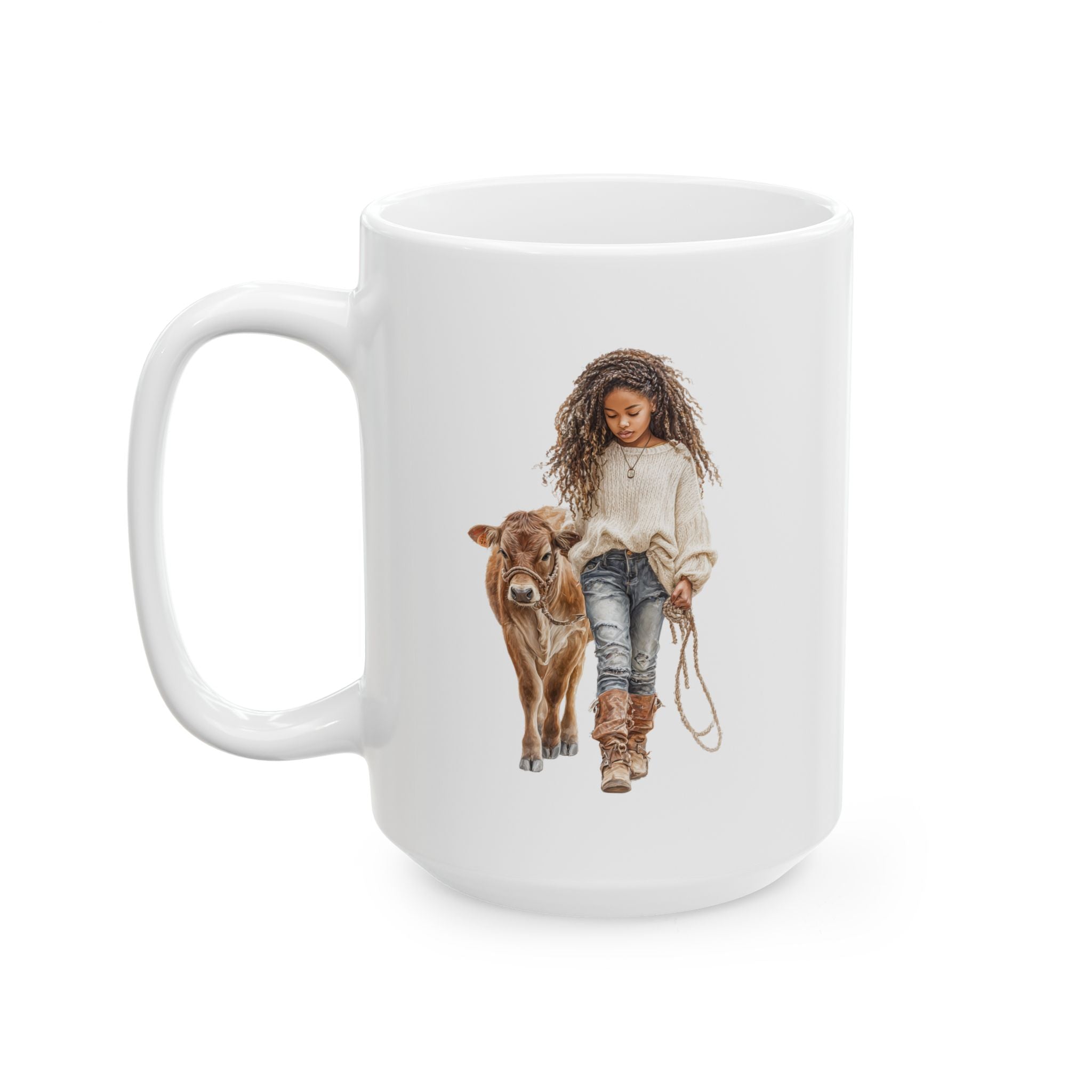 Vintage Country Ceramic Mug - Rustic Animal Coffee Cup