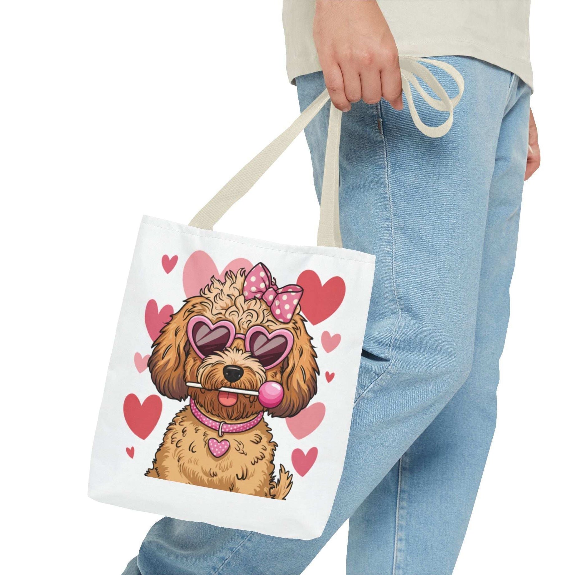 Cute Dog Lover Tote Bag with Heart Design