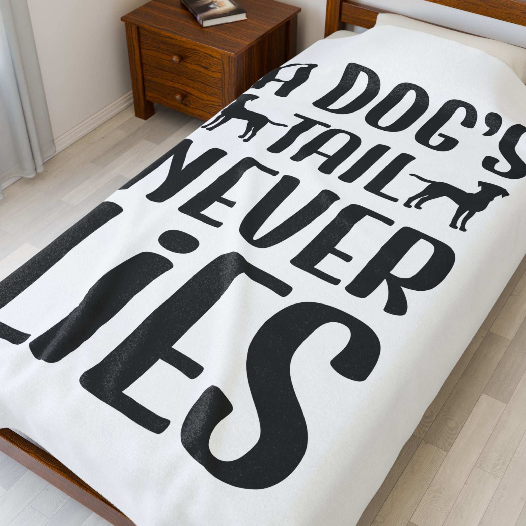 Cozy Velveteen Plush Blanket - "A Dog's Tail Never Lies" - Pet Lover Gift