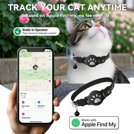 Paw Prints Tracker - Cat Collar with AirTag Holder