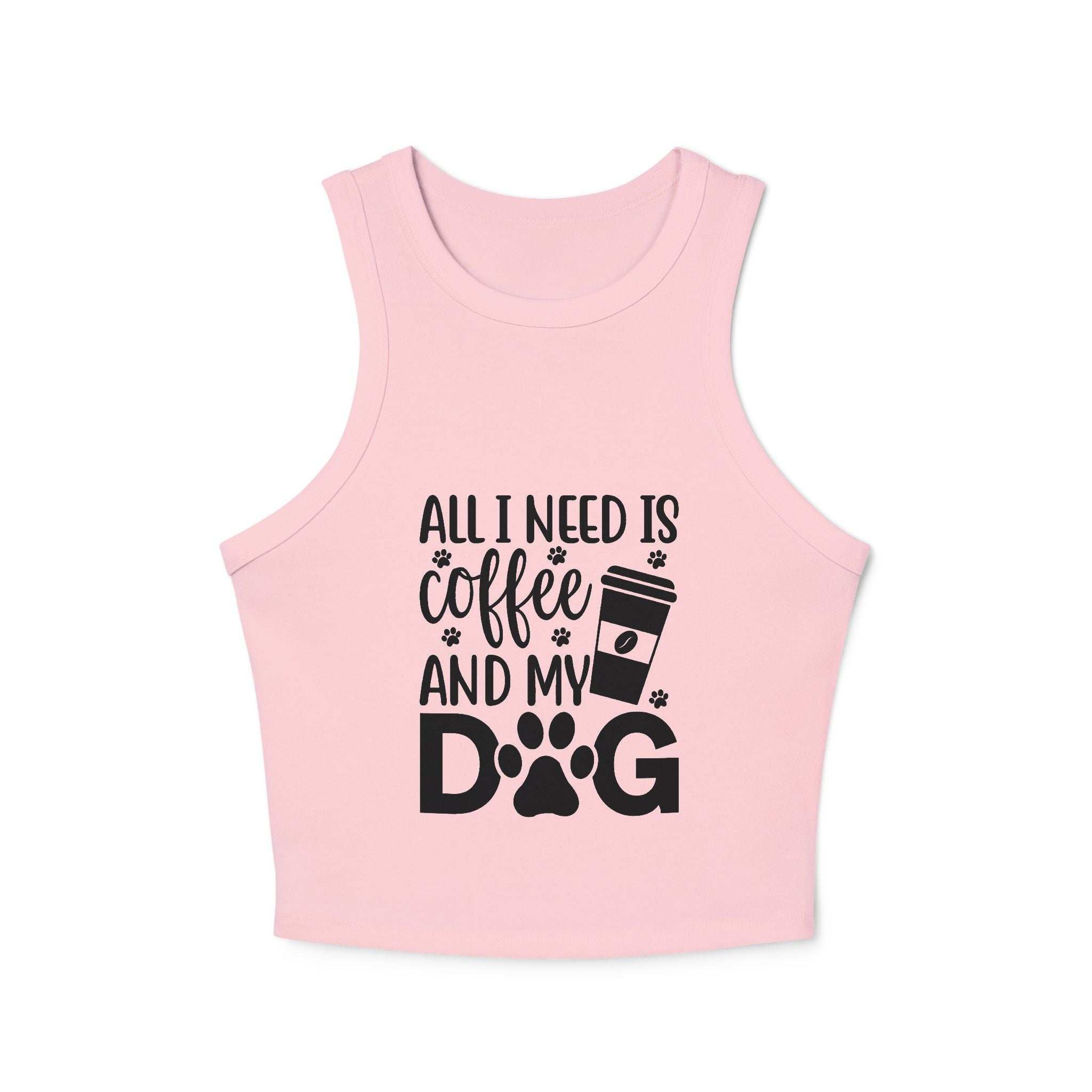 Dog Lover Coffee Micro Rib Racer Tank Top