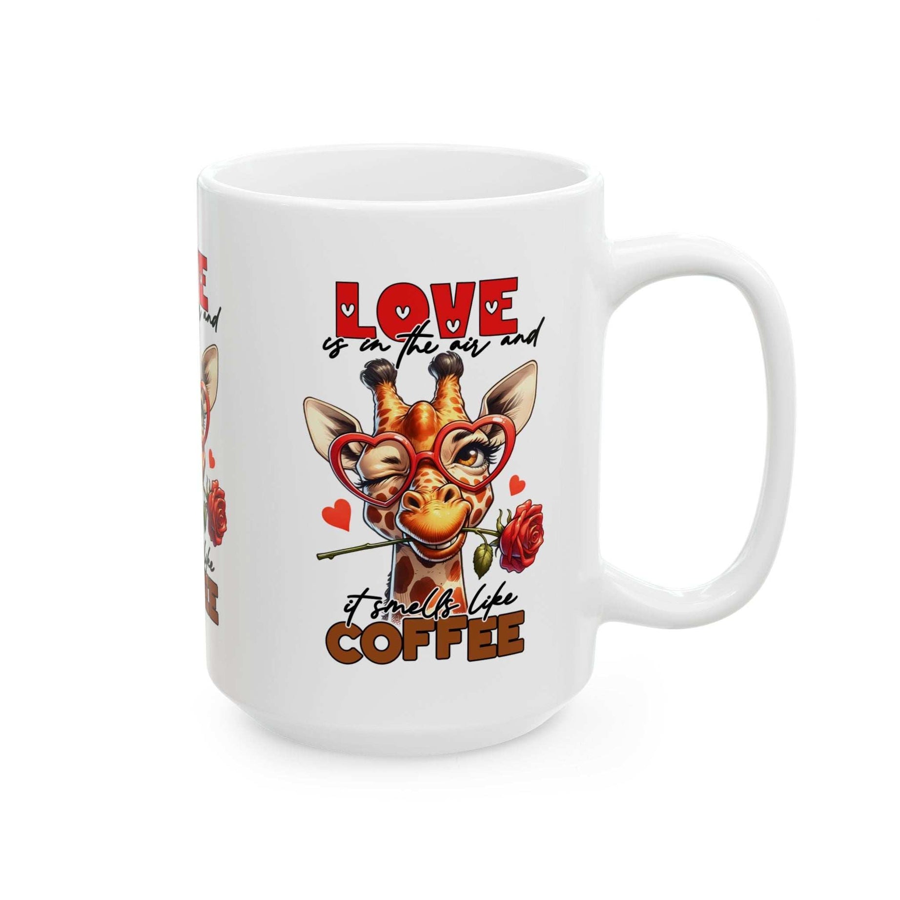 Love & Coffee Ceramic Mug - Cute Giraffe Design, 11oz/15oz