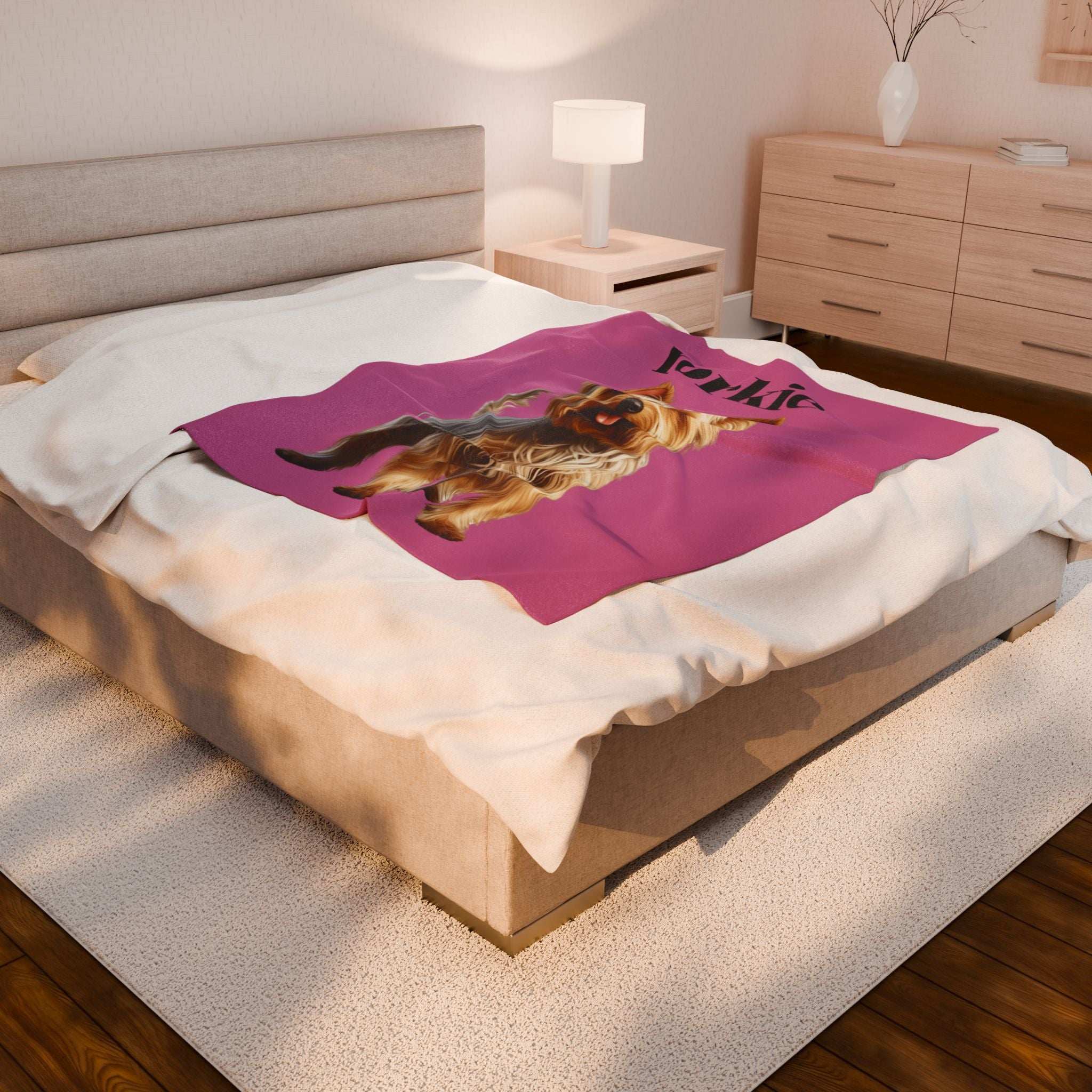 Yorkie Plush Blanket - Soft Velveteen Throw for Dog Lovers
