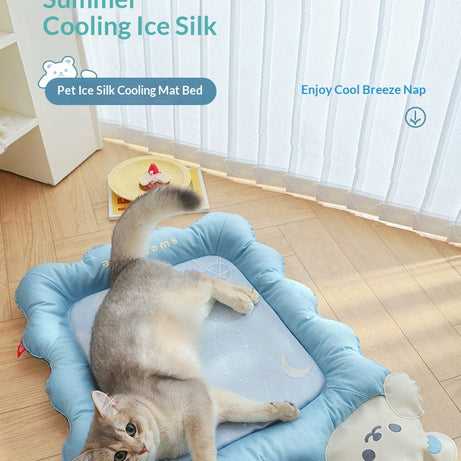 Cat Cooling Mat Ice Silk - Bear Print Summer Sleep Pad